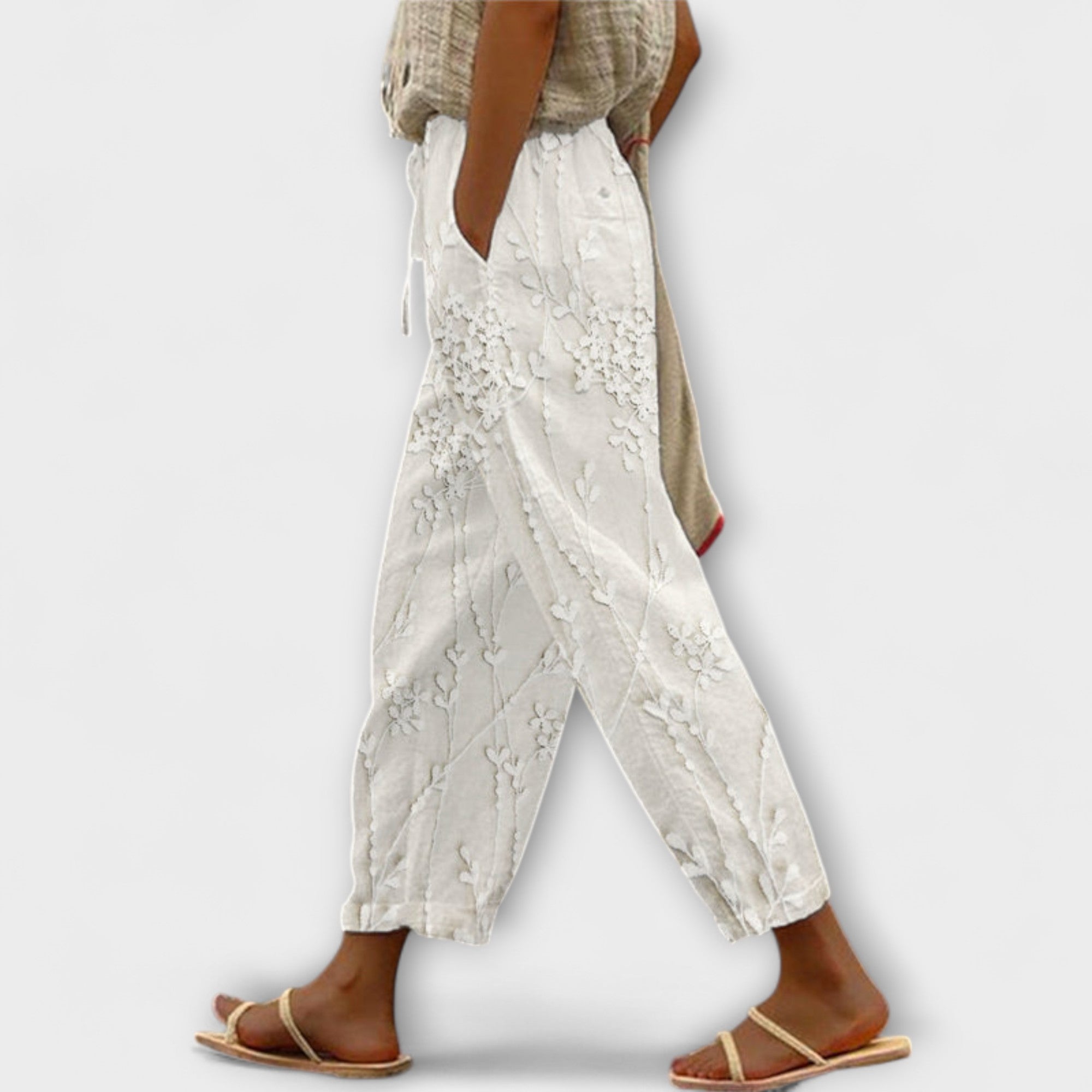 Zoey - Pantalons Imprimés avec Motif de Feuille de Vigne