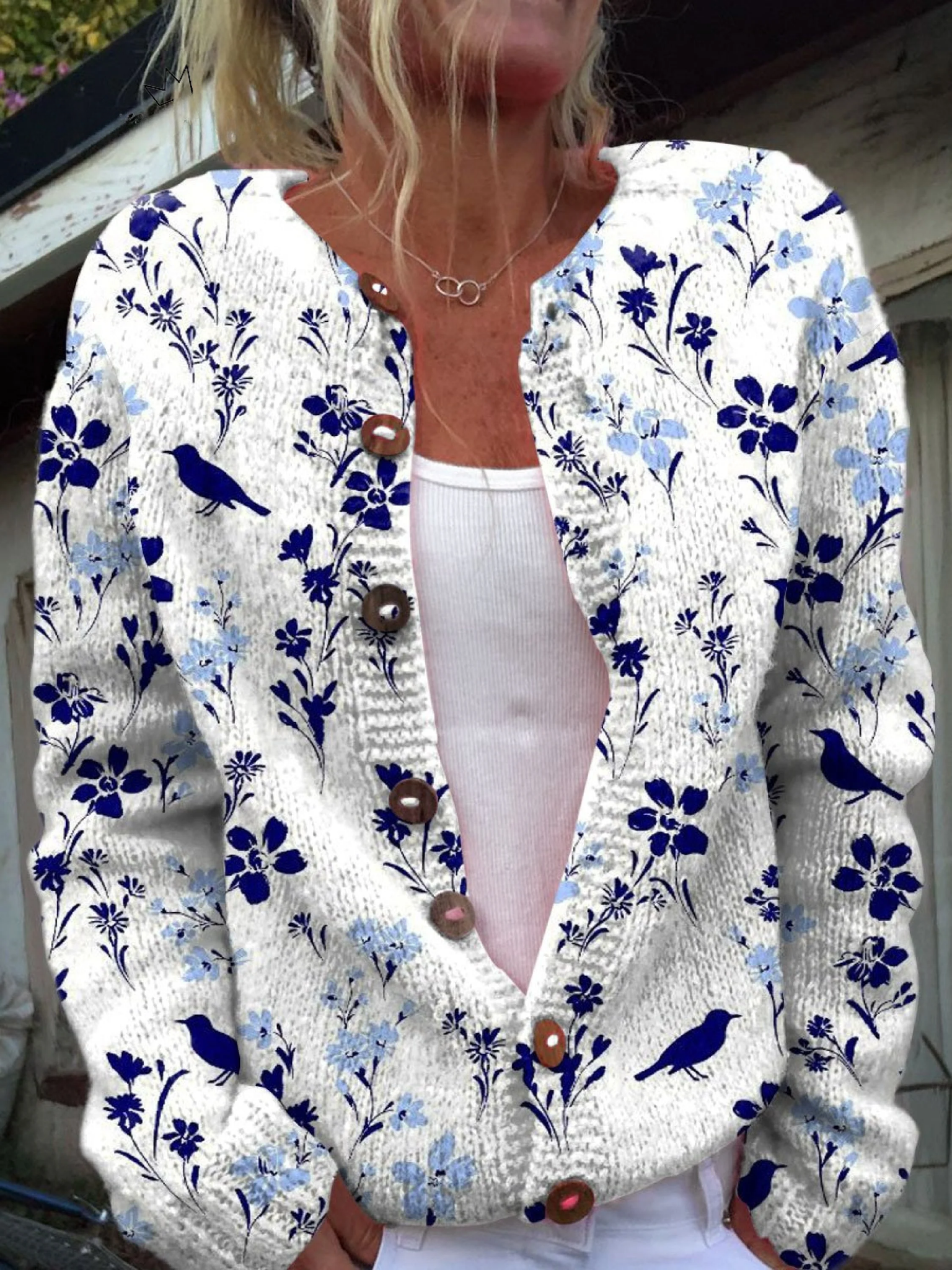 Wiebke® | Pull Cardigan à Boutons en Imprimé Floral Vintage