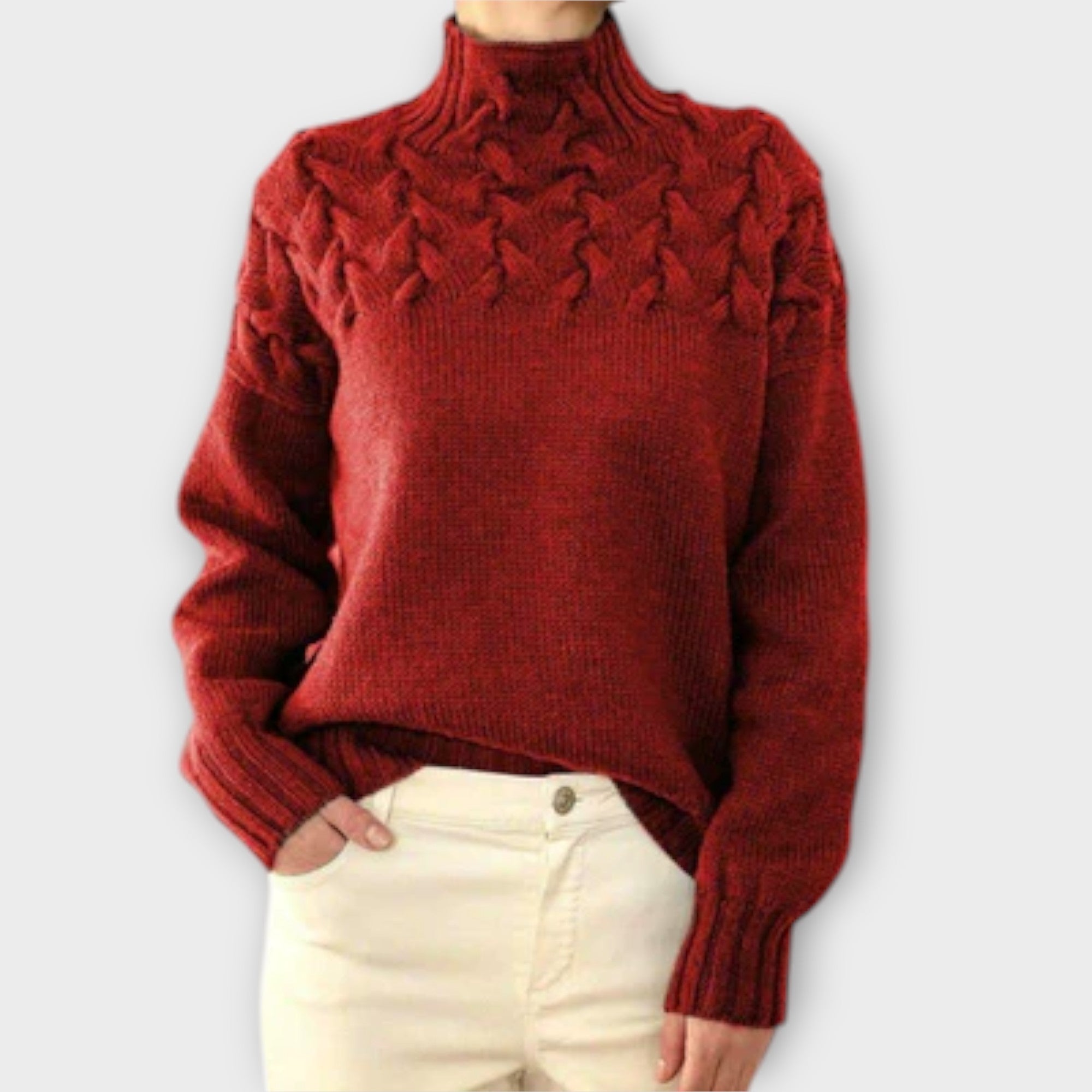 Eva - Pull Femme avec Détail en Tricot à Câble