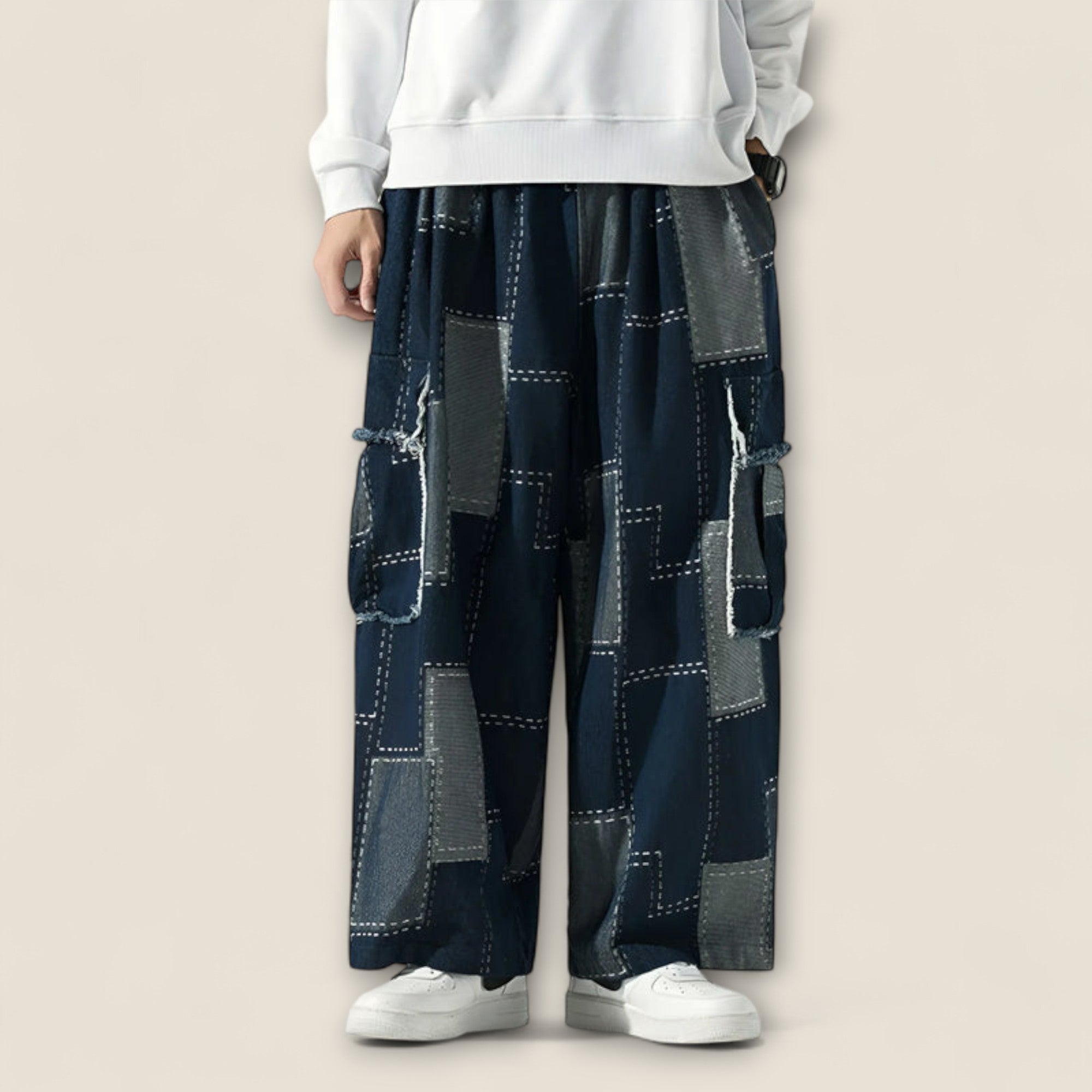Lorenzo - Pantalons Cargo Urbains Patchwork