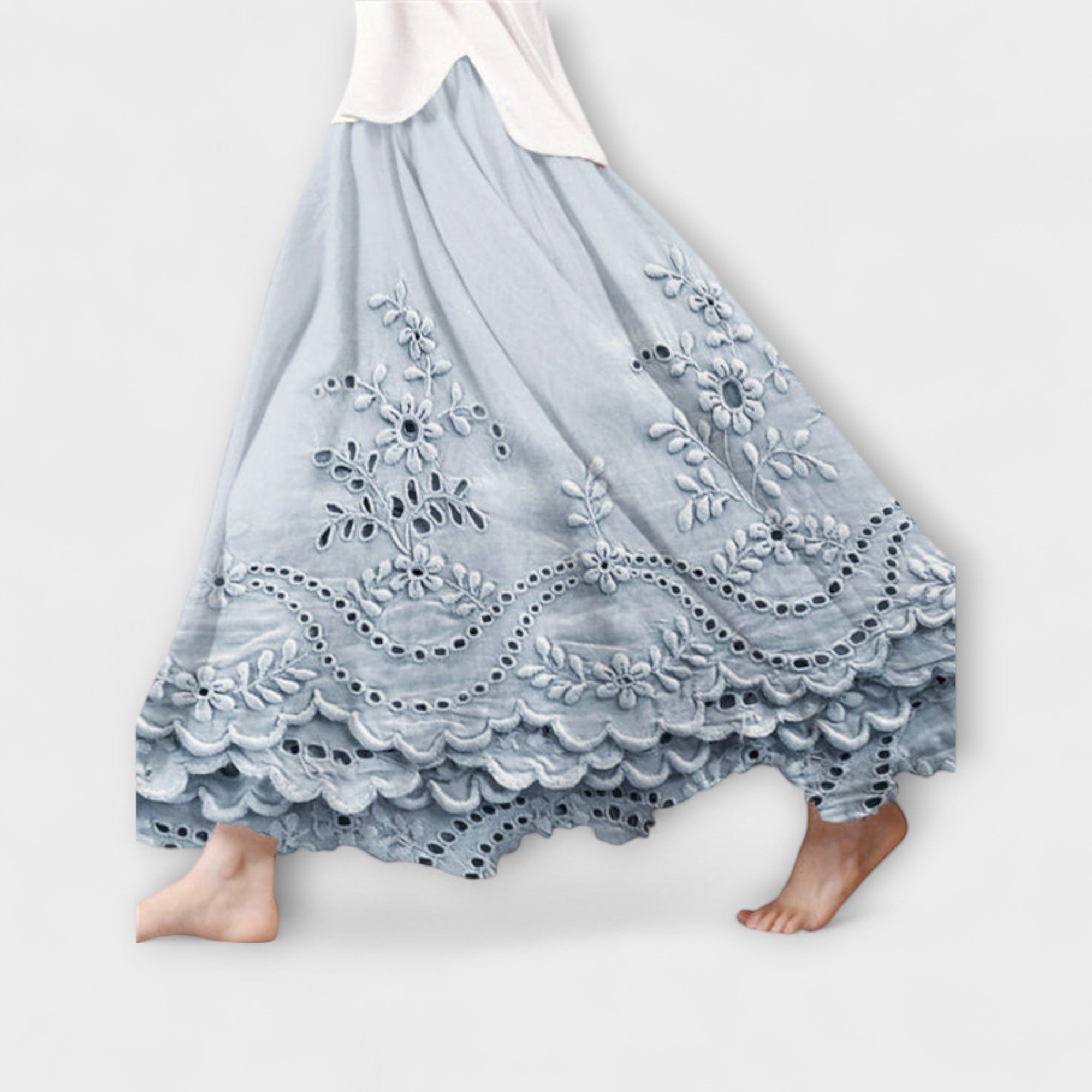 Luna – Jupe Maxi Boho avec Broderie