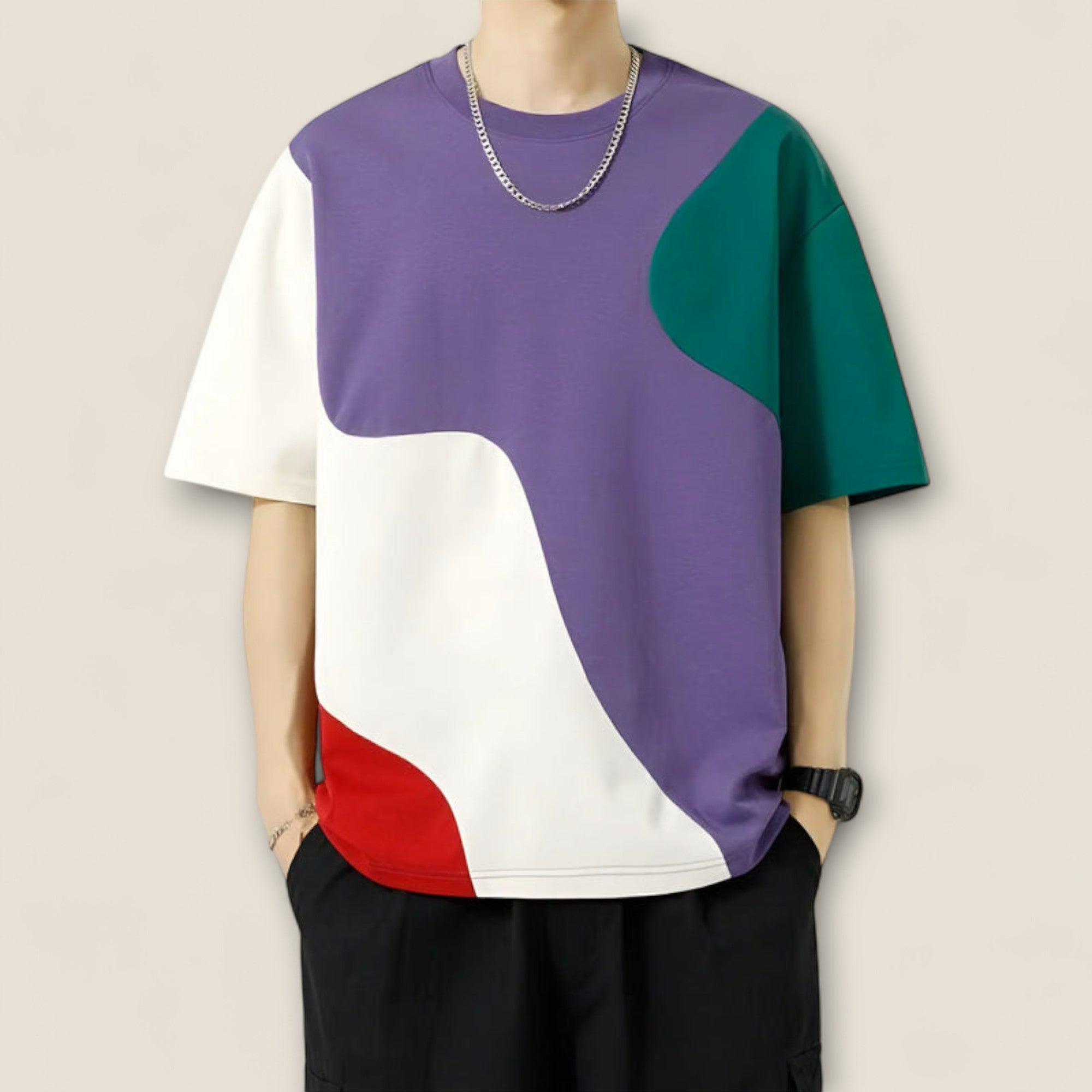 Mateo - T-shirt abstrait en colorblock