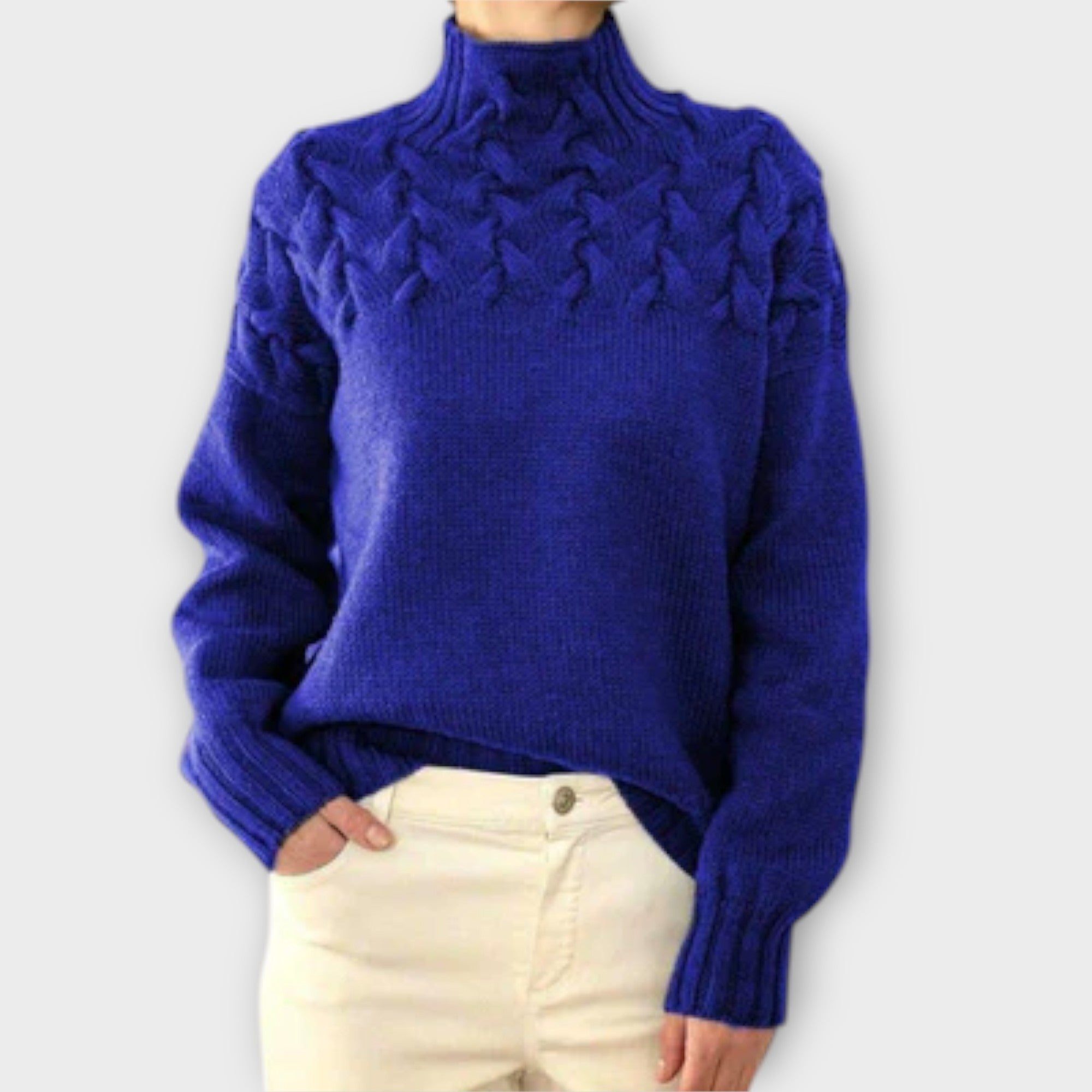 Eva - Pull Femme avec Détail en Tricot à Câble