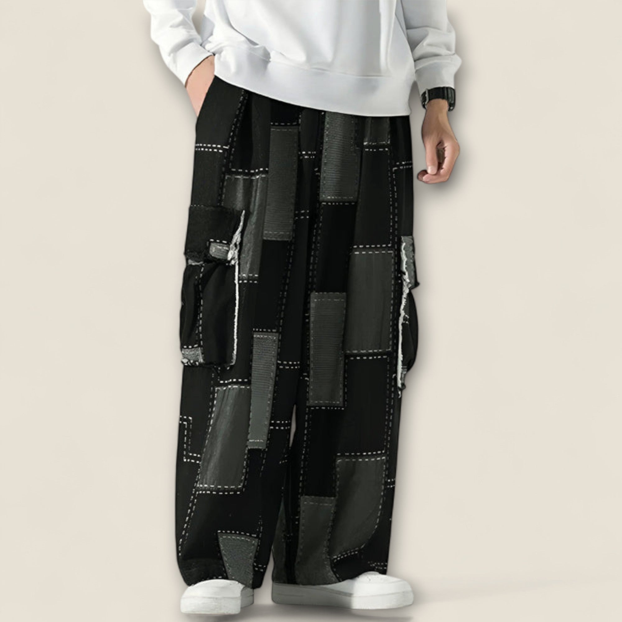 Lorenzo - Pantalons Cargo Urbains Patchwork