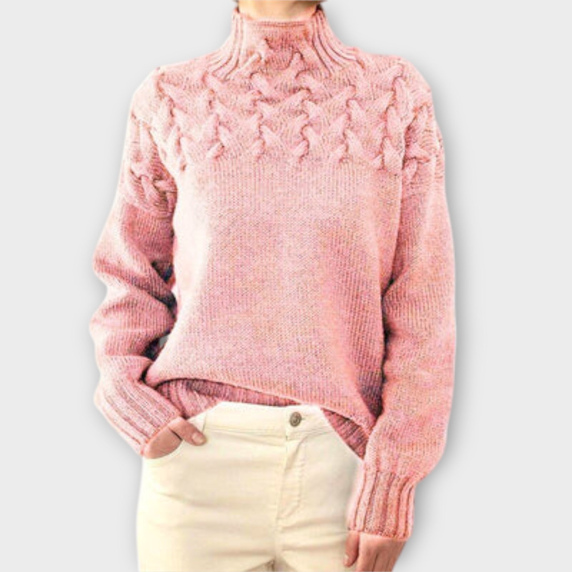 Eva - Pull Femme avec Détail en Tricot à Câble