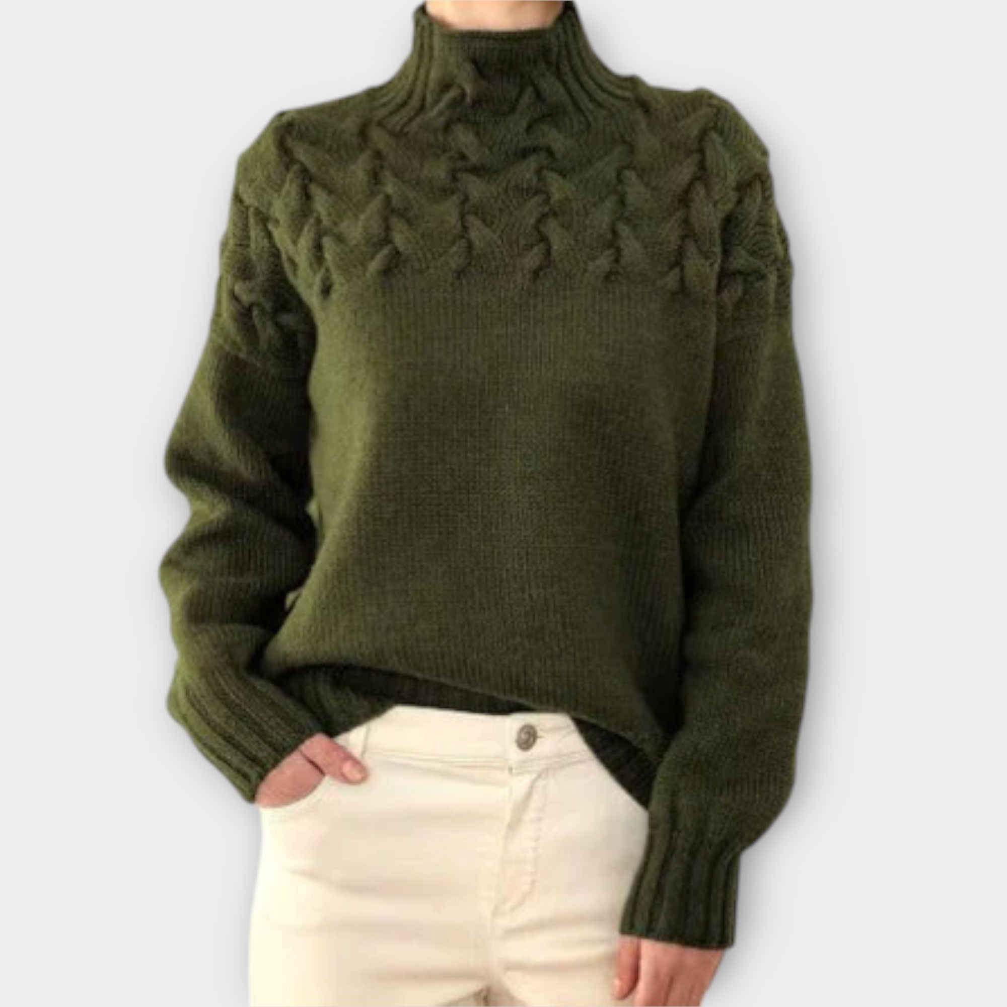 Eva - Pull Femme avec Détail en Tricot à Câble