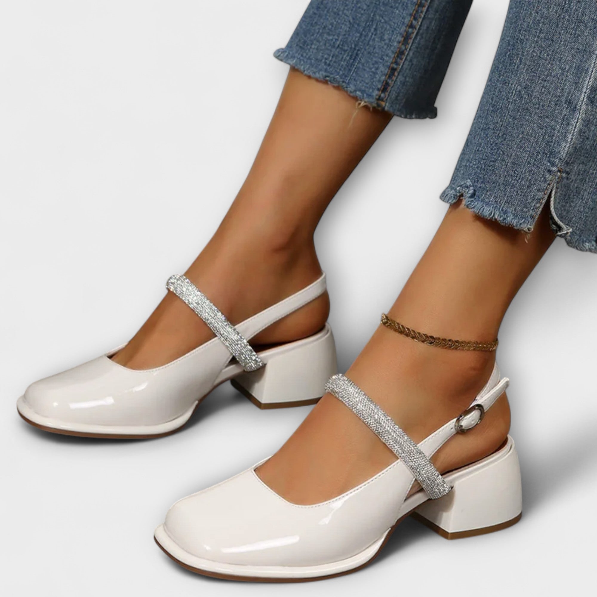 Celandra - Mary Janes avec Sangle Pailletée et Talon Bloc