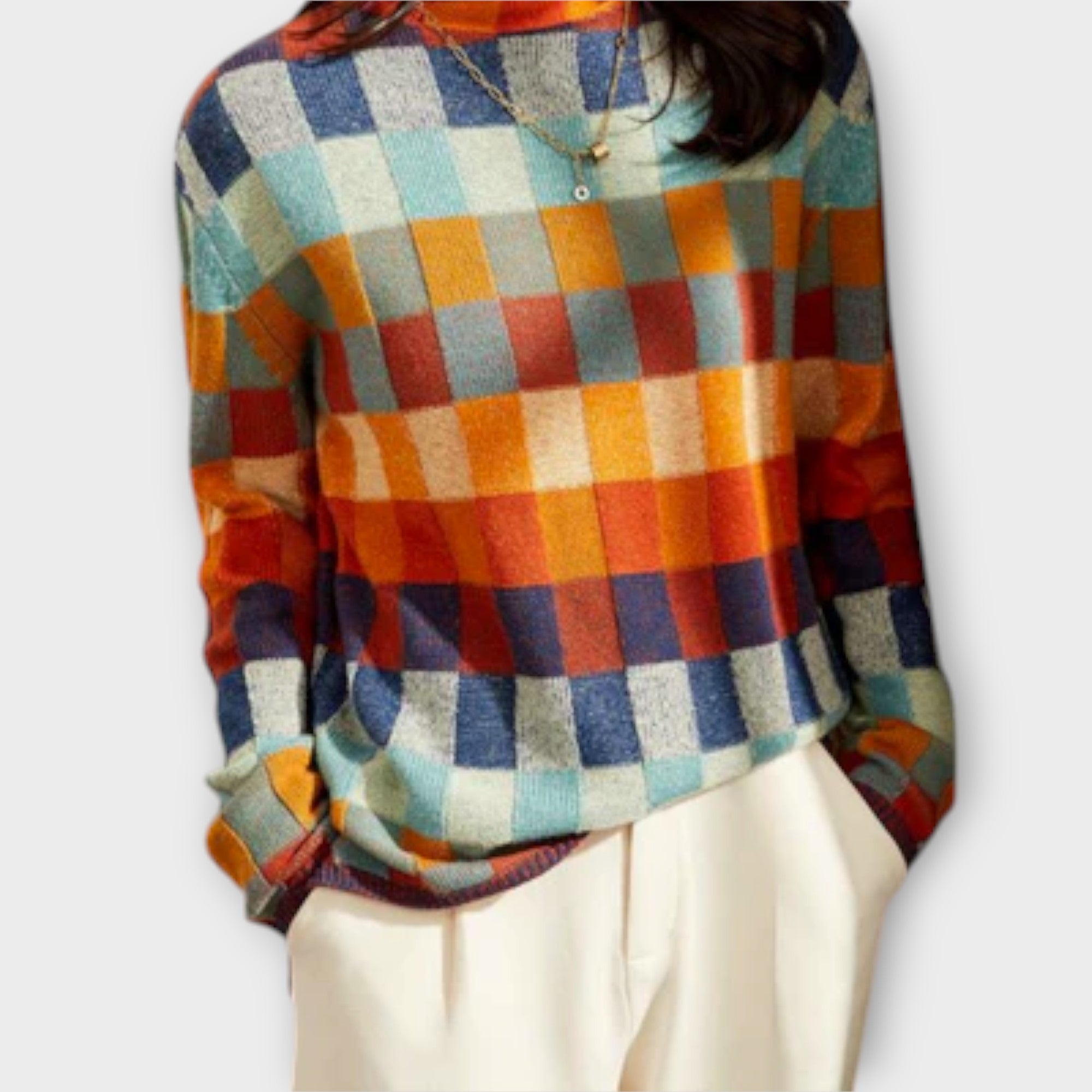 Erika - Pull Col Roulé Patchwork