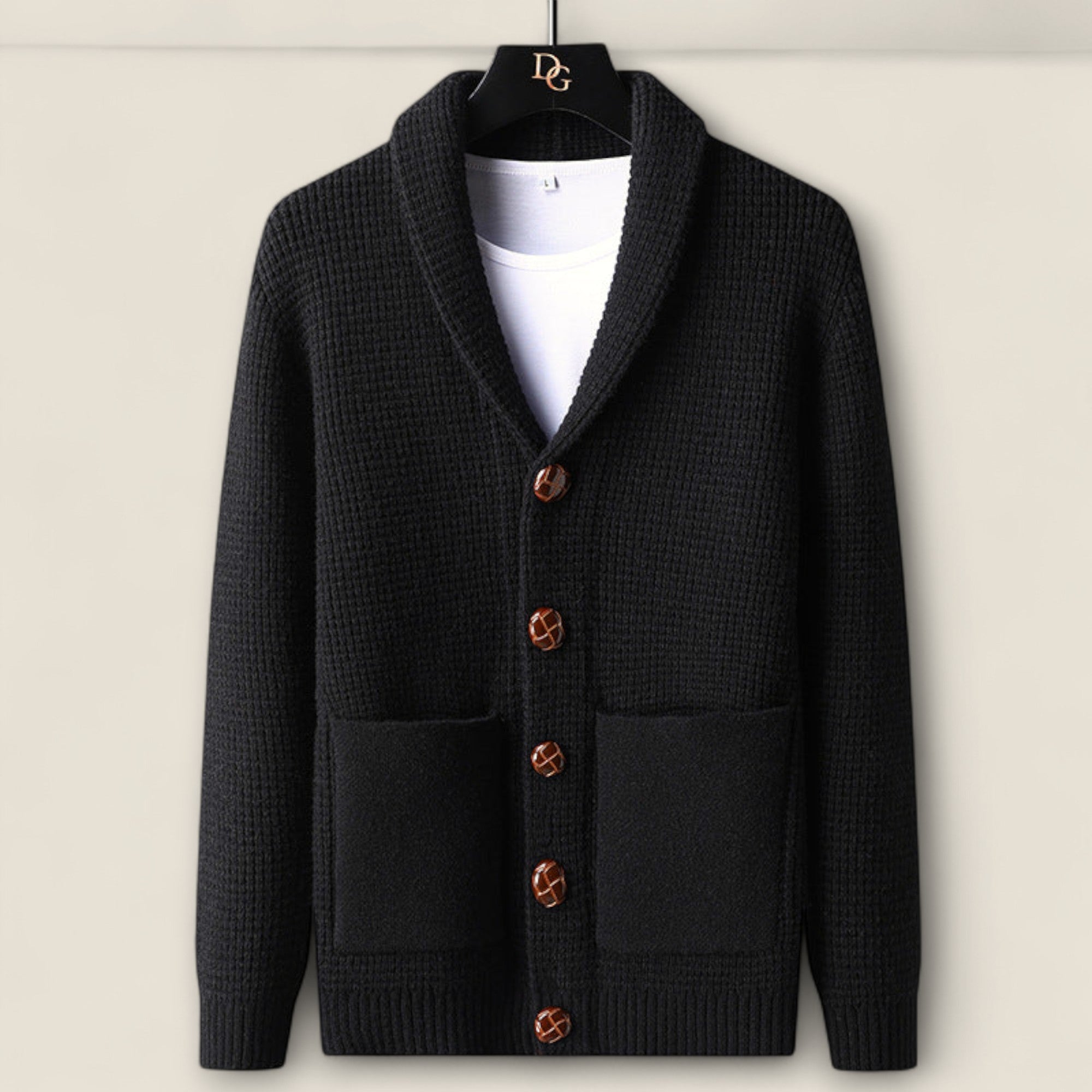 Lorenzo - Cardigan en Tricot Waffle Texturé