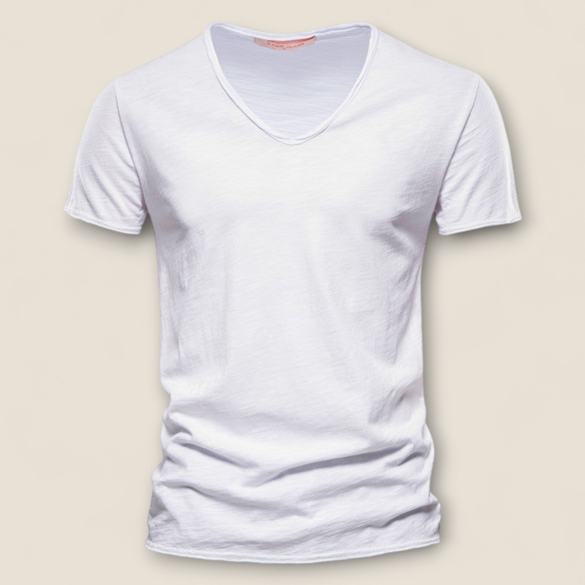 Valerio - T-shirt Col V en Coton Slub