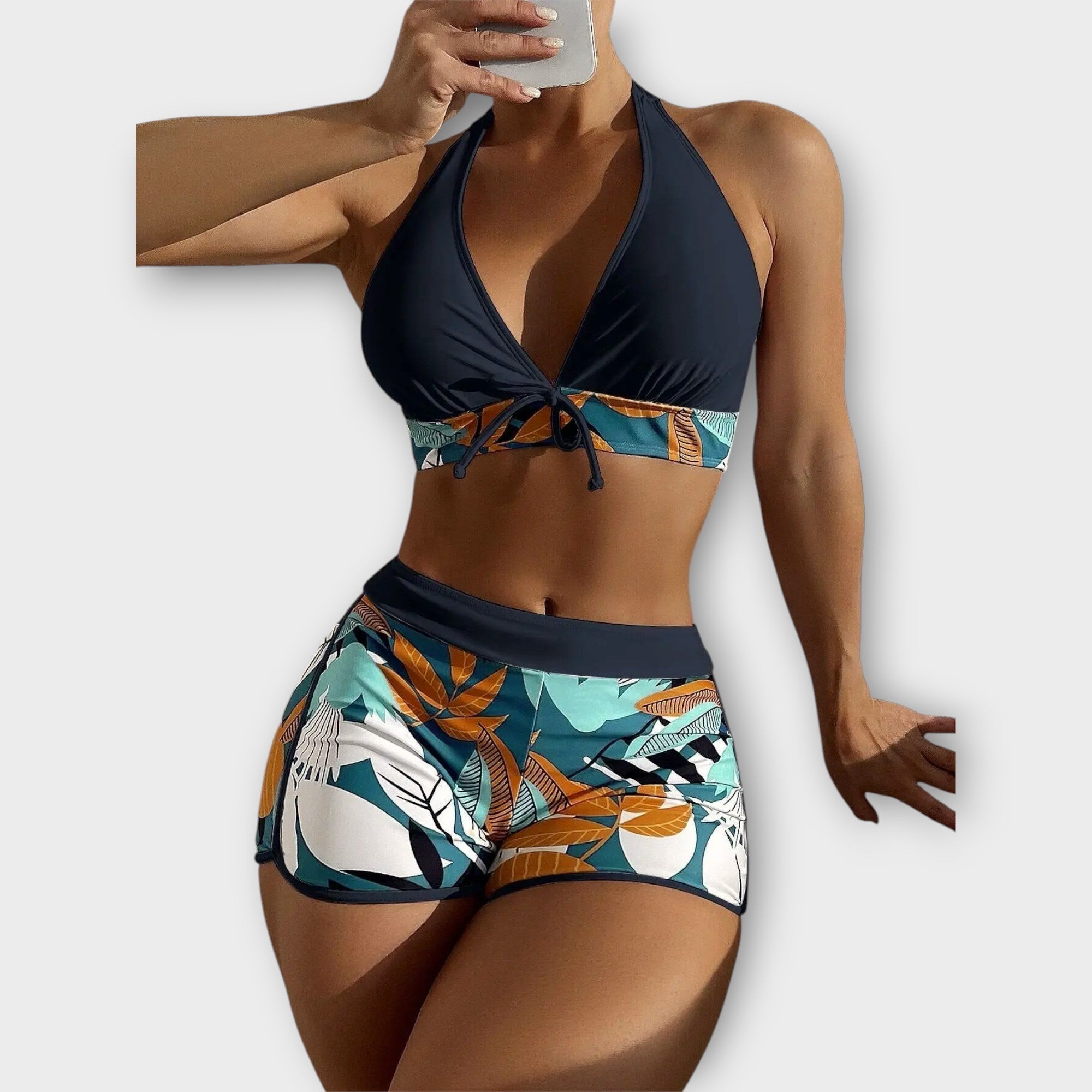 Bikini à Taille Haute avec Halter