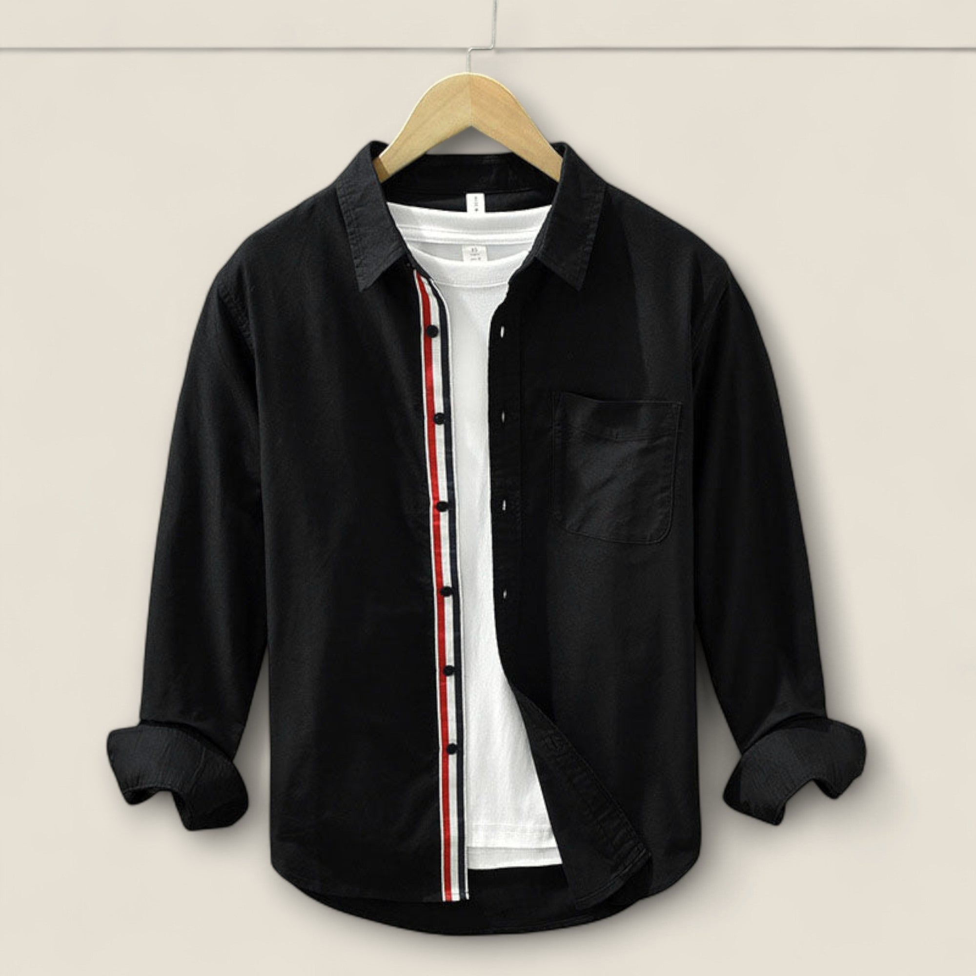 Adrien - Chemise en Coton Rayée avec Détails Contrastés