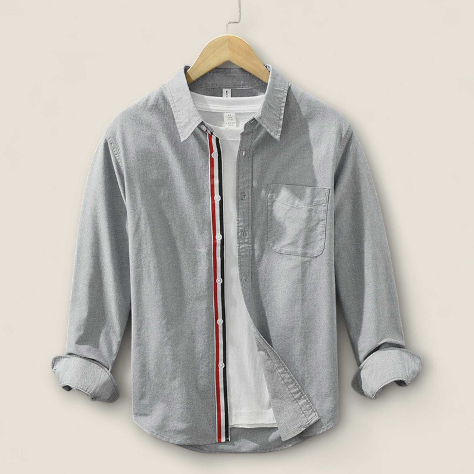 Adrien - Chemise en Coton Rayée avec Détails Contrastés