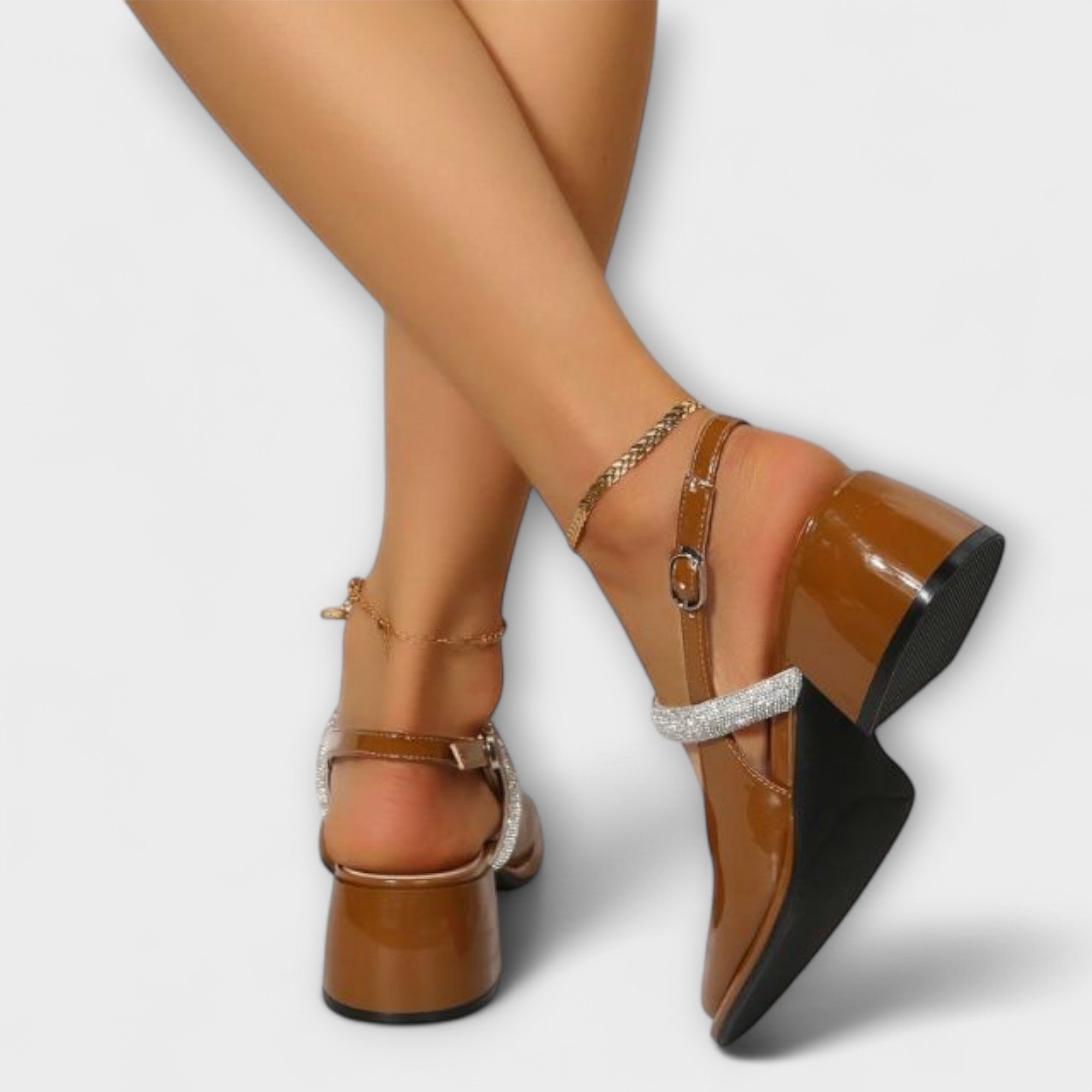 Celandra - Mary Janes avec Sangle Pailletée et Talon Bloc