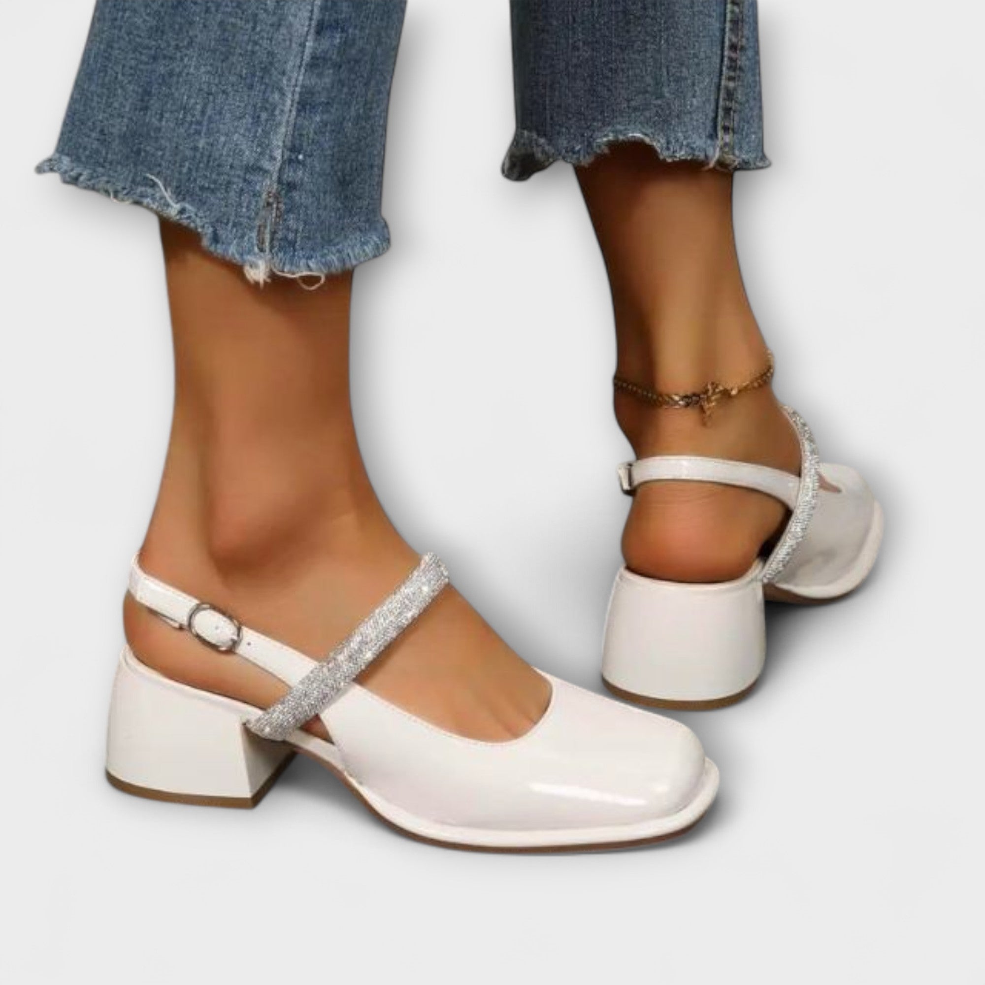 Celandra - Mary Janes avec Sangle Pailletée et Talon Bloc