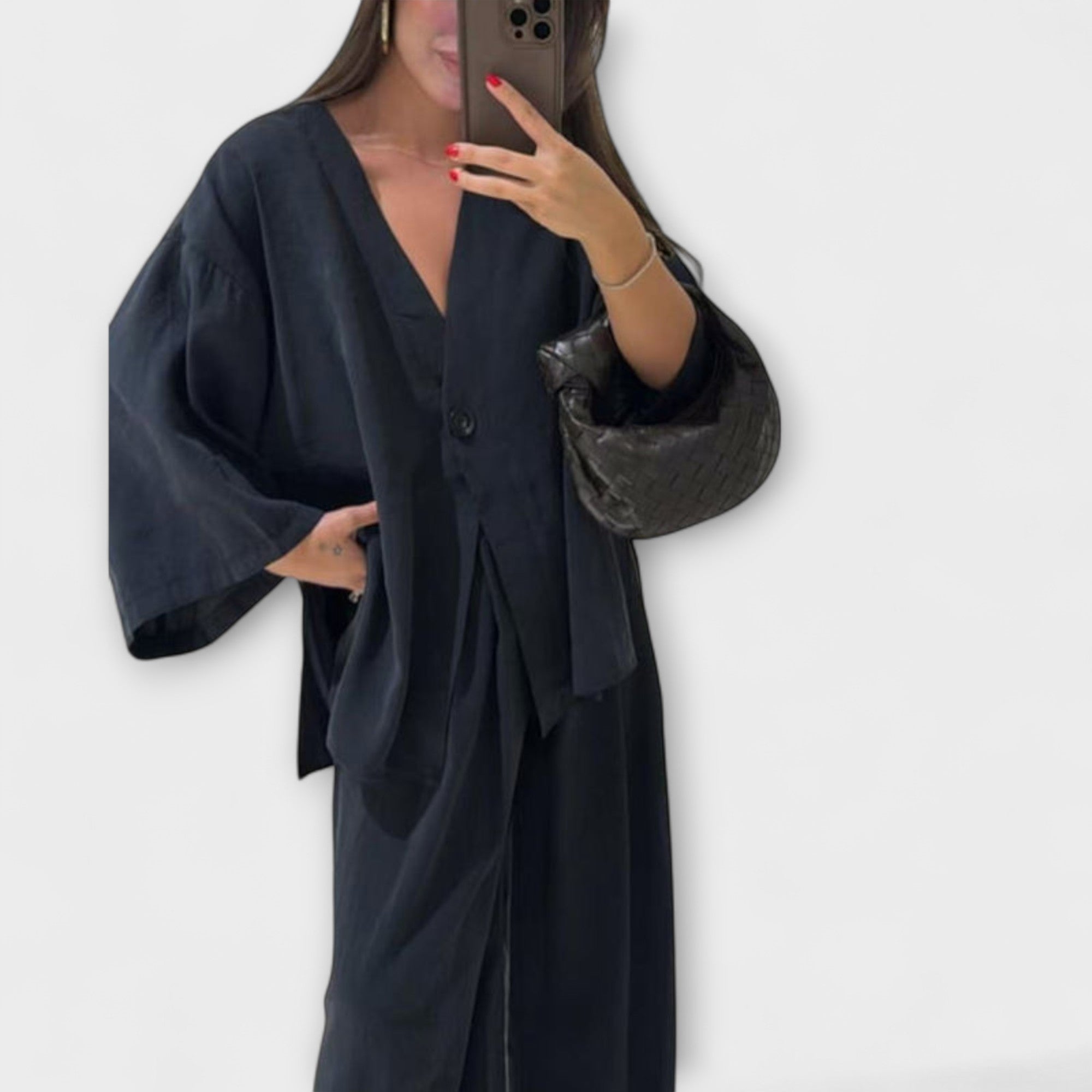 Jacqueline - Duo Haut et Pantalon Décontracté à Col V