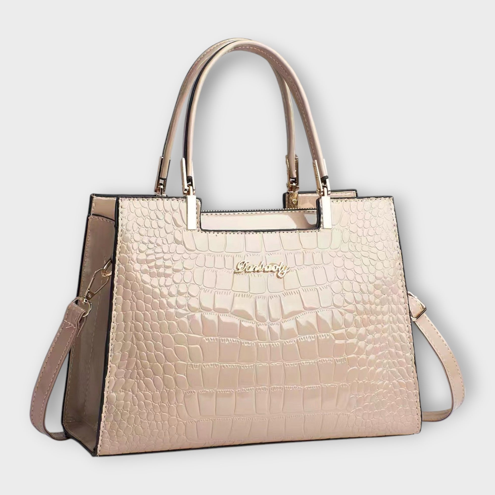 Lora. - Sac à main en cuir verni à motif crocodile