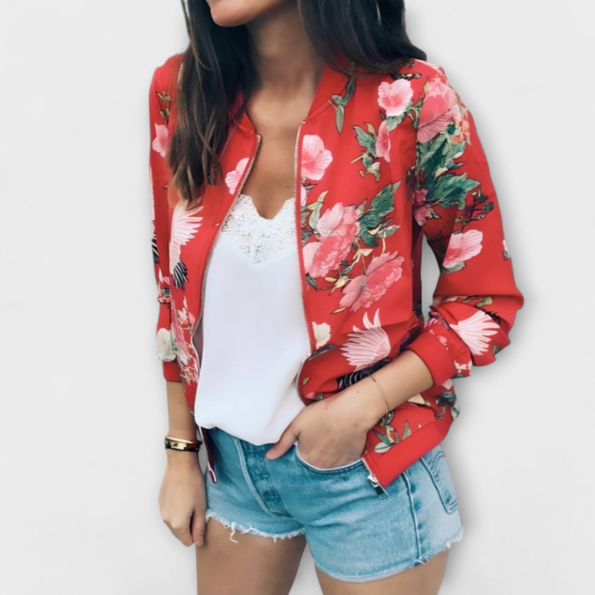 Kaelin - Veste Bomber Élégante avec Motif Floral