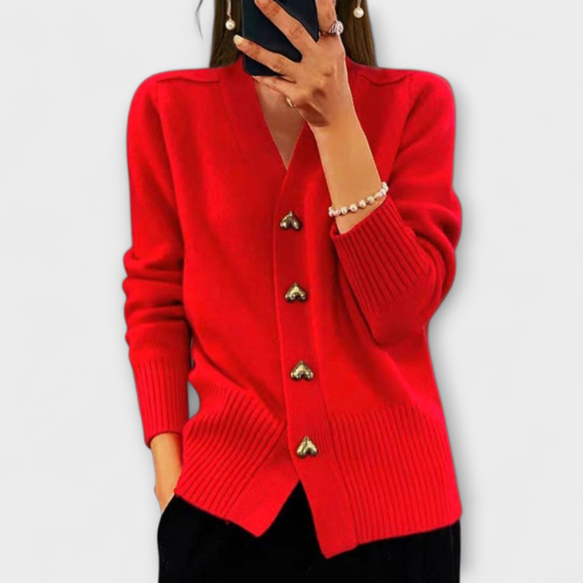 Marij – Pull Femme avec Col V au Look Vintage