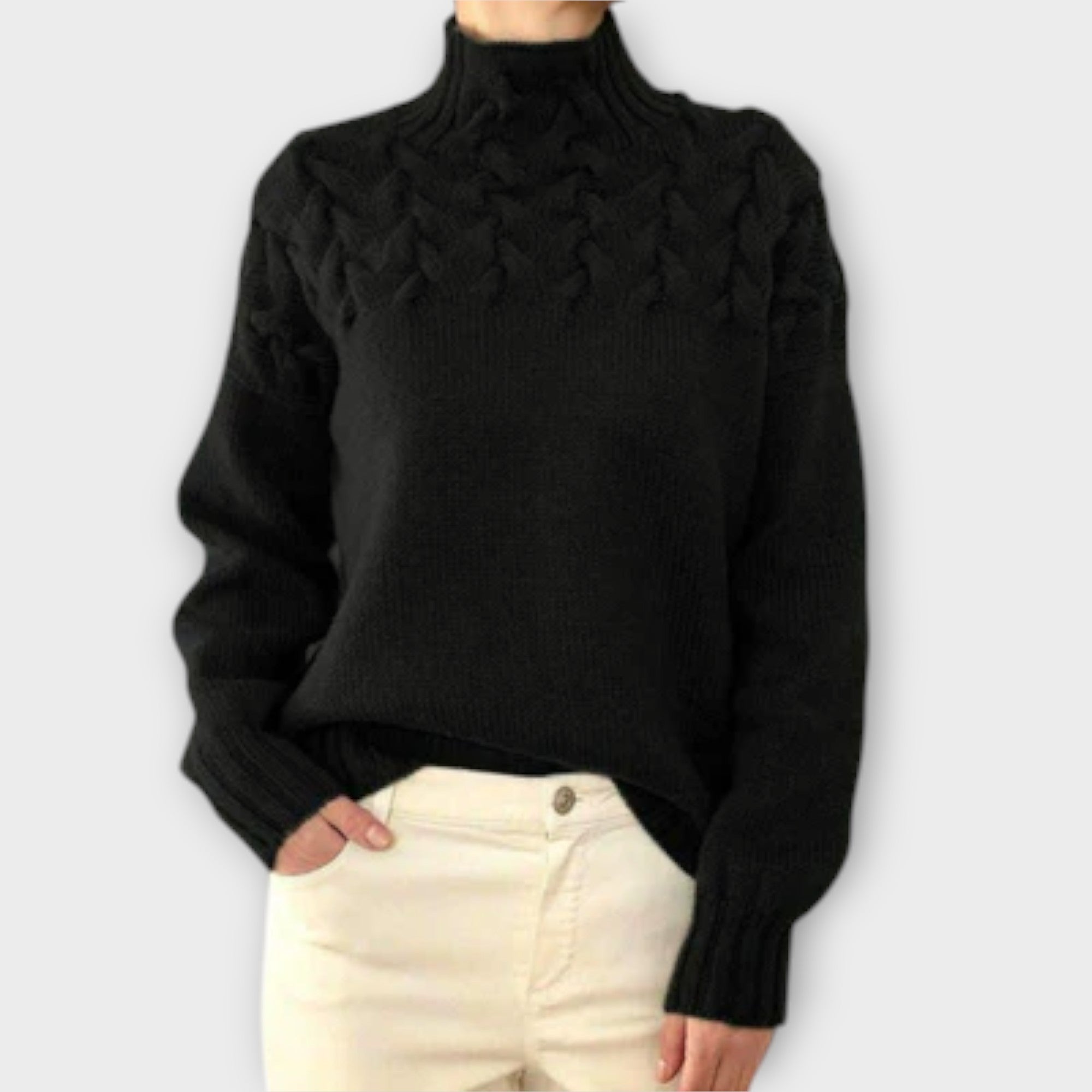 Eva - Pull Femme avec Détail en Tricot à Câble