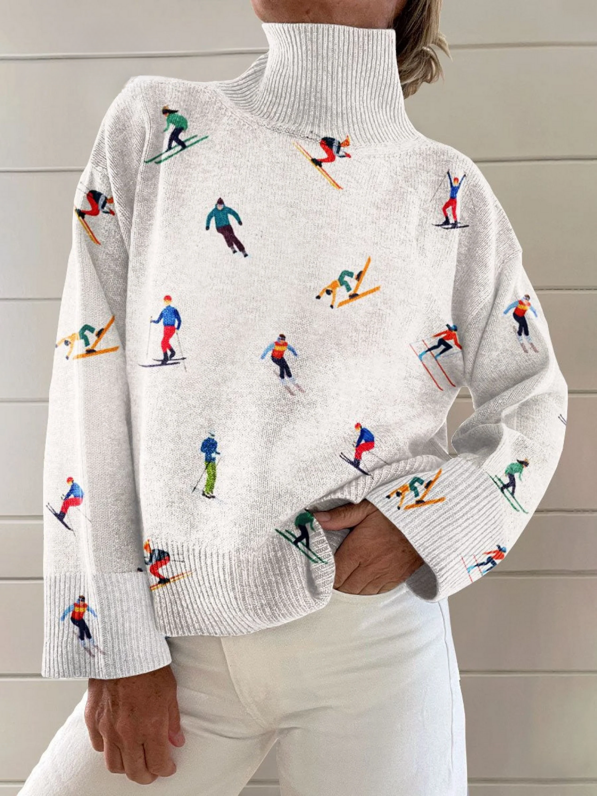 Doreen® | Pull d'hiver vintage en laine avec motif de ski
