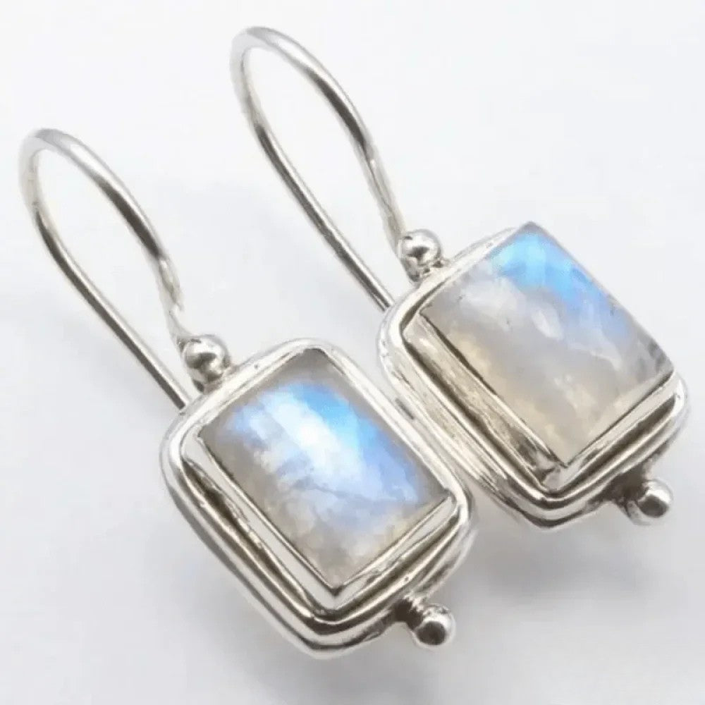 Boucles d'oreilles carrées Retro Moonstone