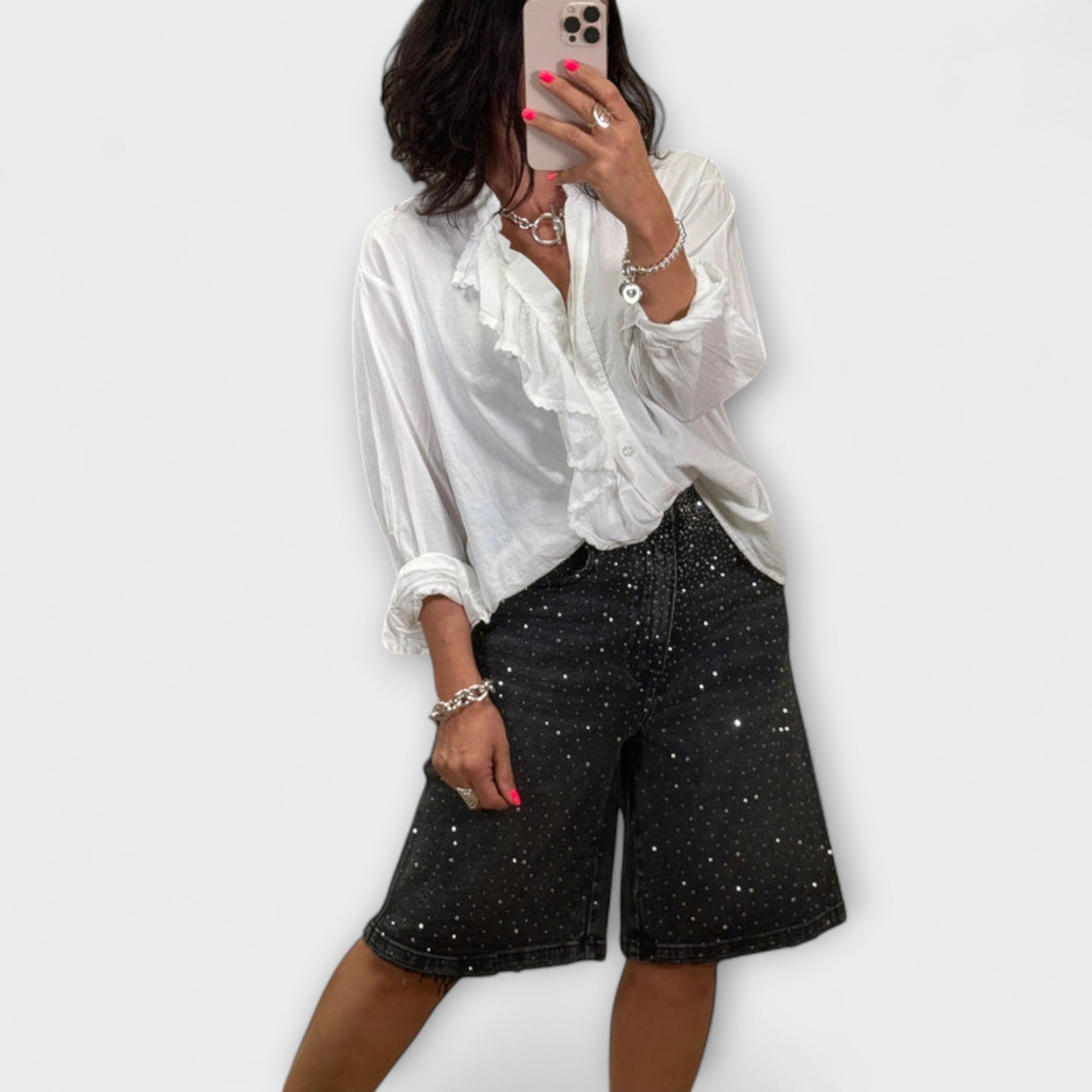 Amaris - Shorts Bermuda avec embellissements en strass