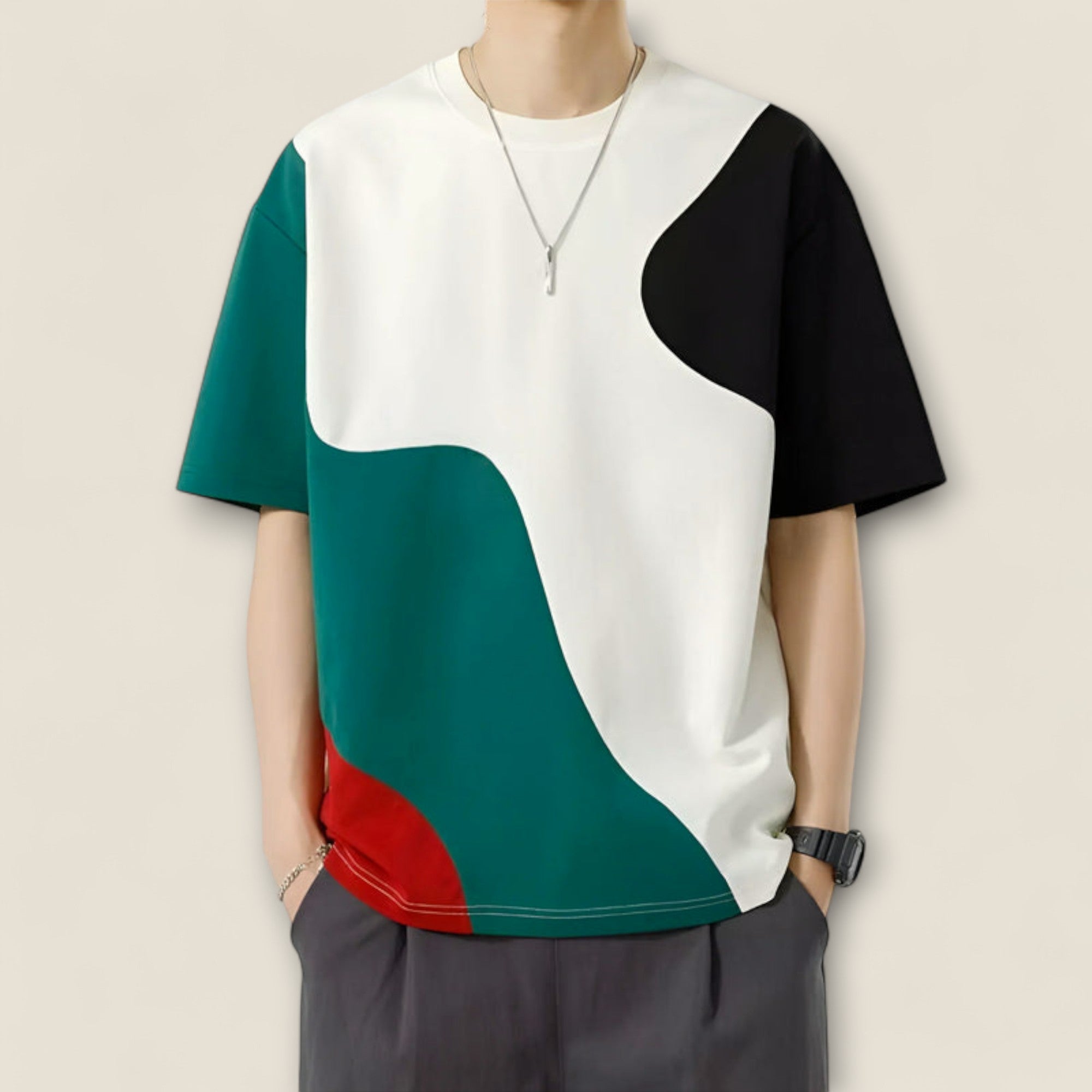 Mateo - T-shirt abstrait en colorblock