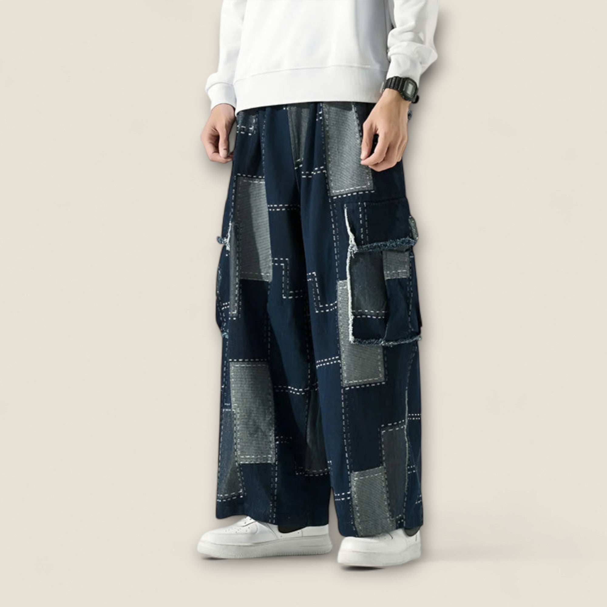 Lorenzo - Pantalons Cargo Urbains Patchwork