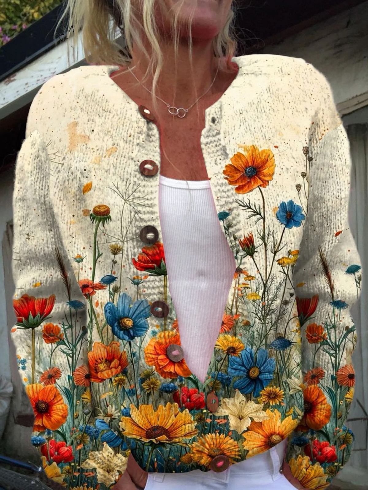 Daria® | Pull cardigan vintage à fleurs