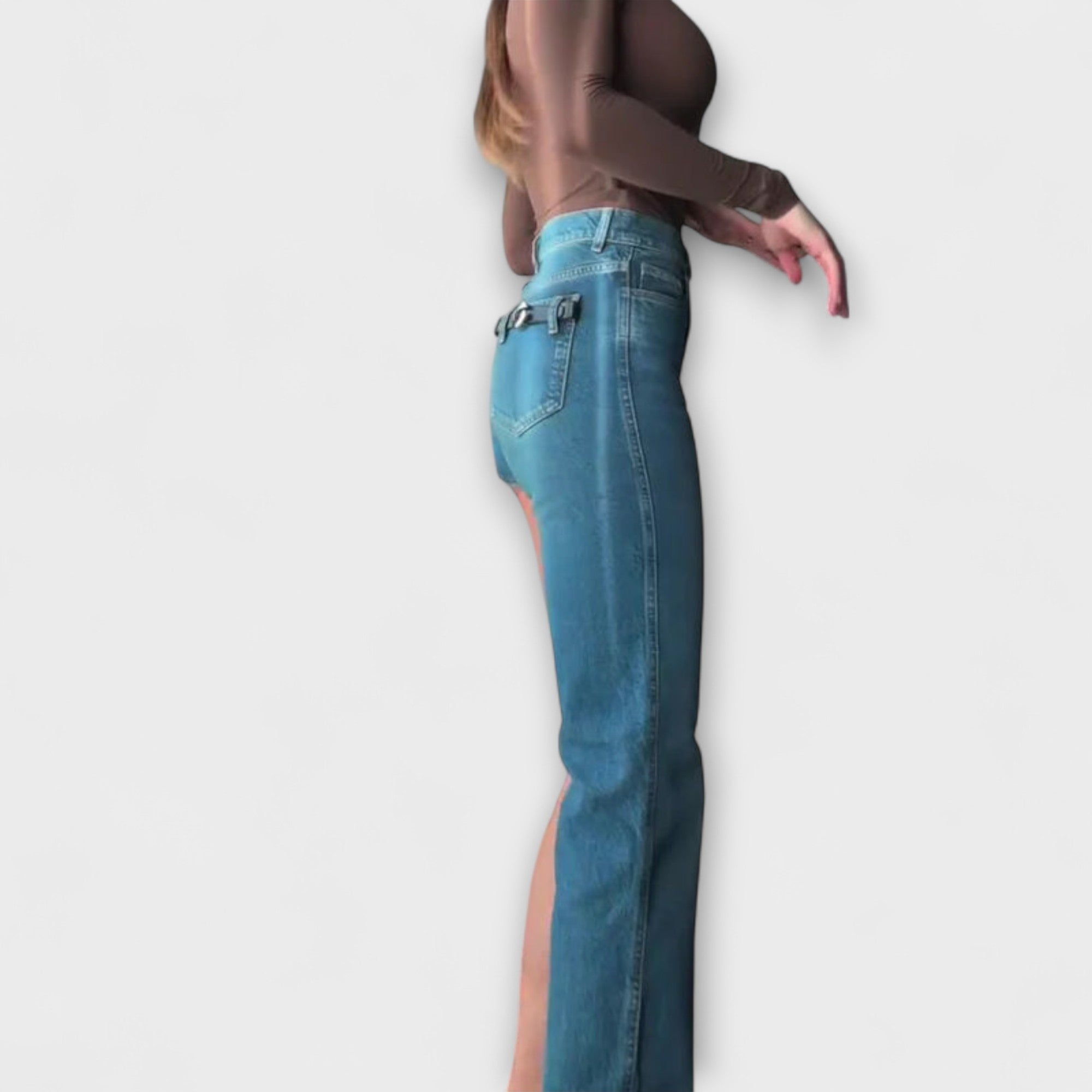 Astra - Short en Jean Asymétrique Tendance avec Une Sangle Épaule