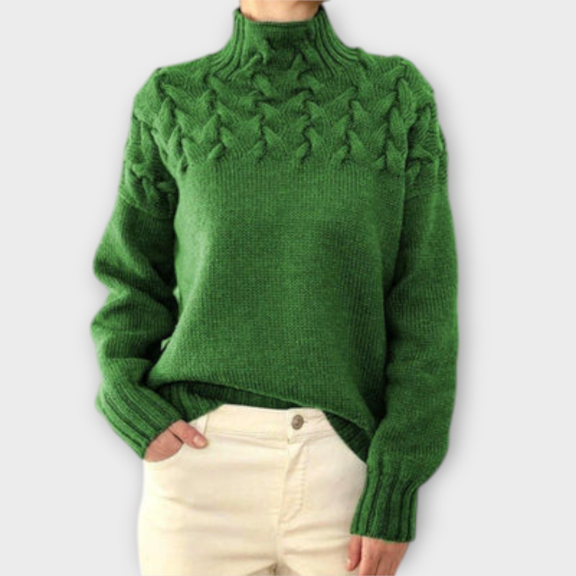 Eva - Pull Femme avec Détail en Tricot à Câble