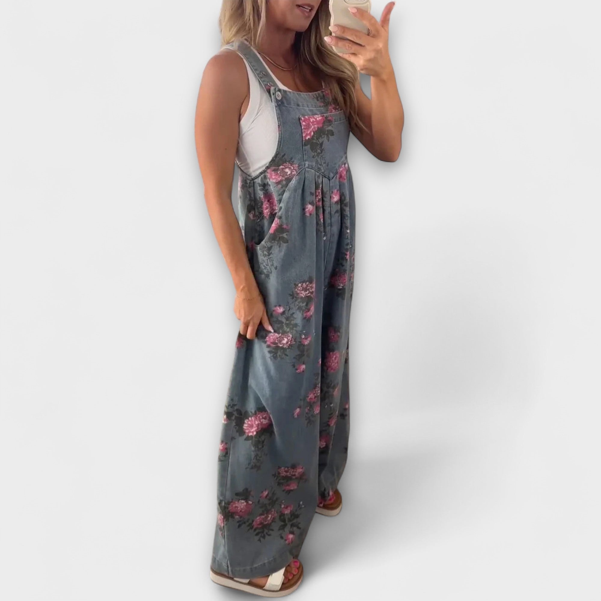 Bethany - Salopette en Denim à Motif Floral