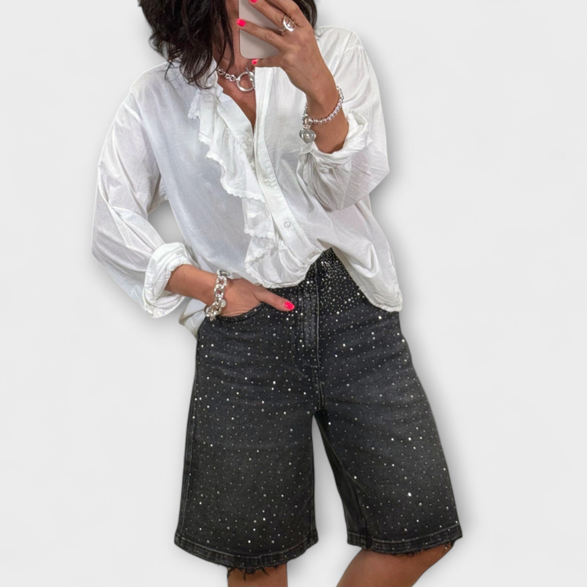 Amaris - Shorts Bermuda avec embellissements en strass