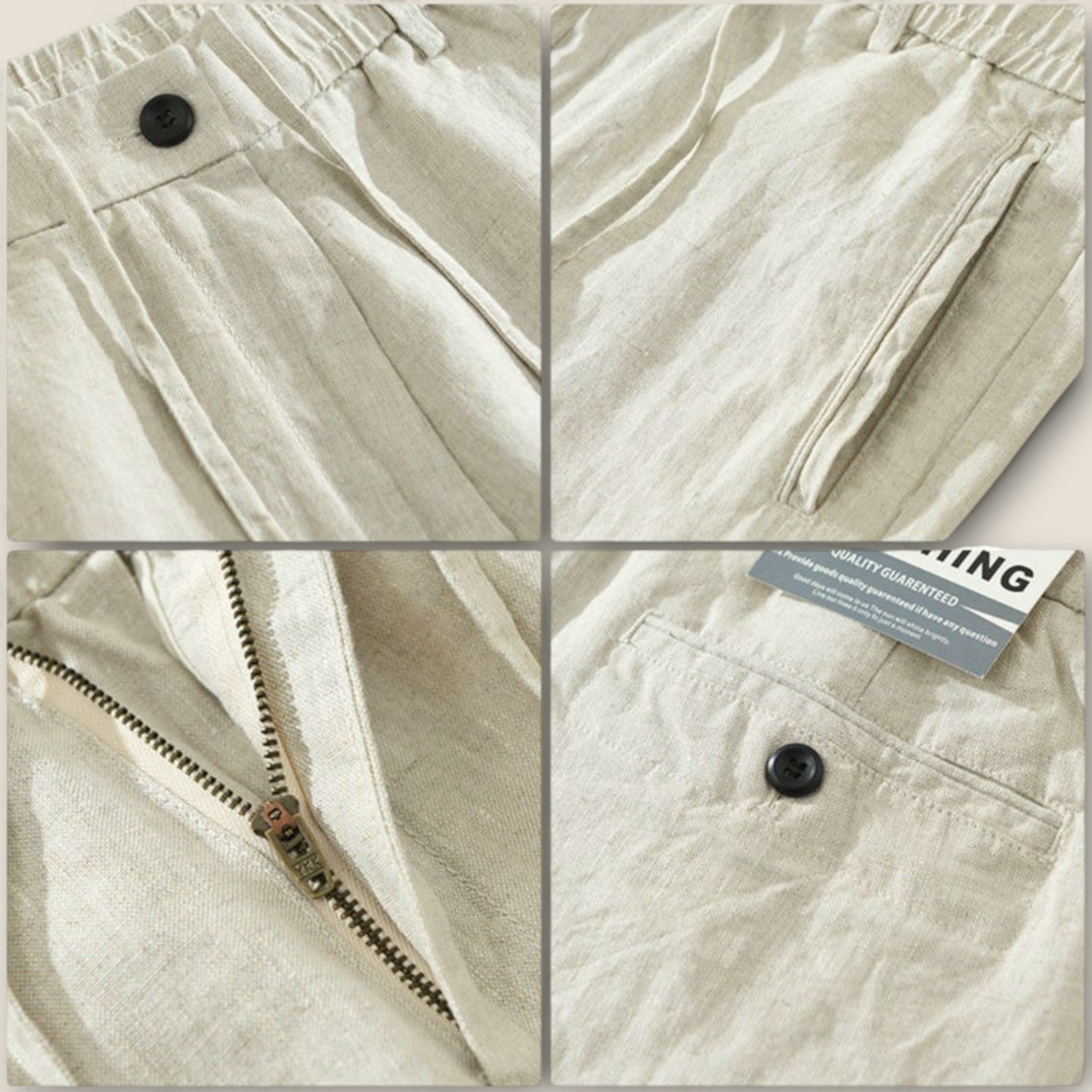 Leandro - Pantalons en Lin à Cordon de Serrage