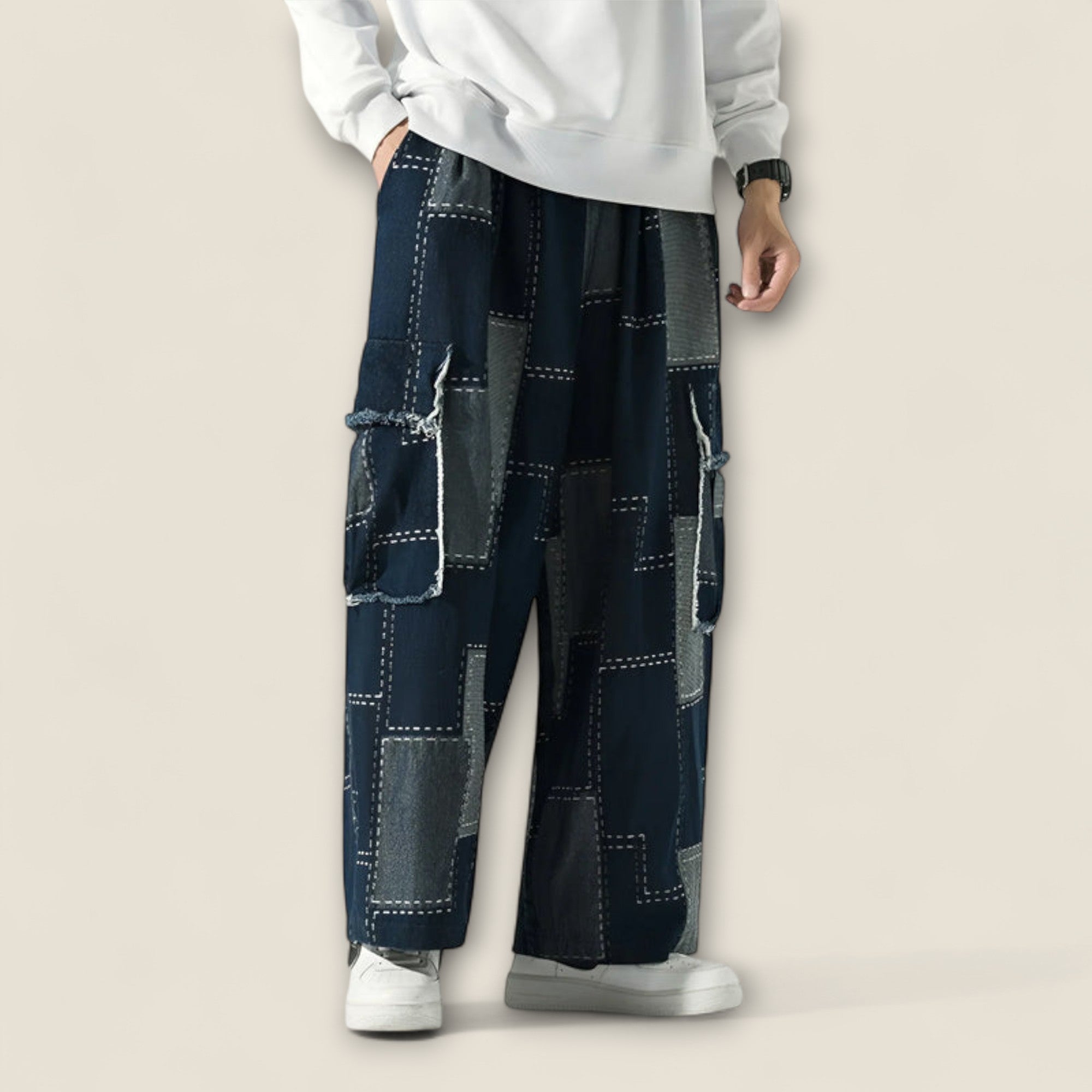 Lorenzo - Pantalons Cargo Urbains Patchwork