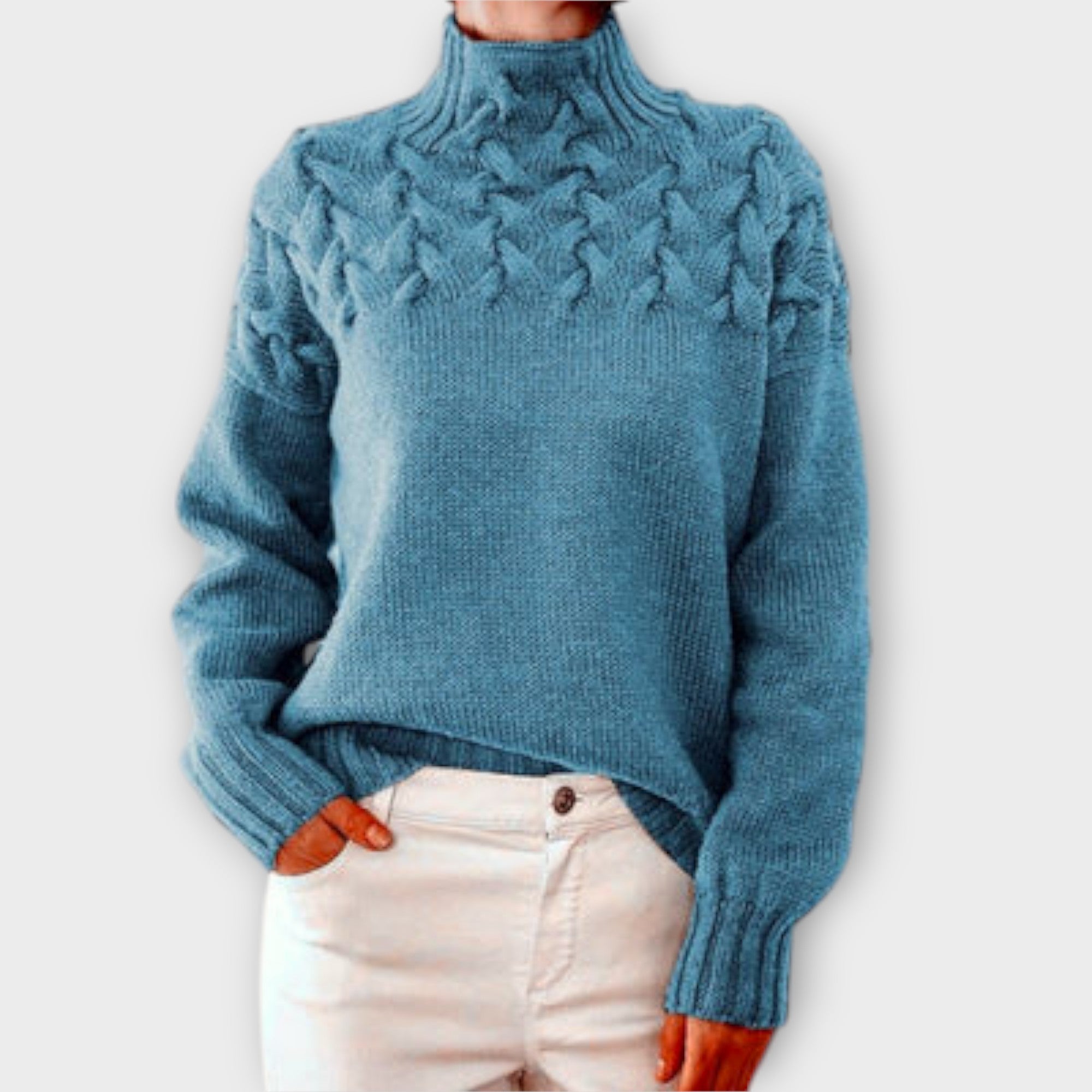 Eva - Pull Femme avec Détail en Tricot à Câble