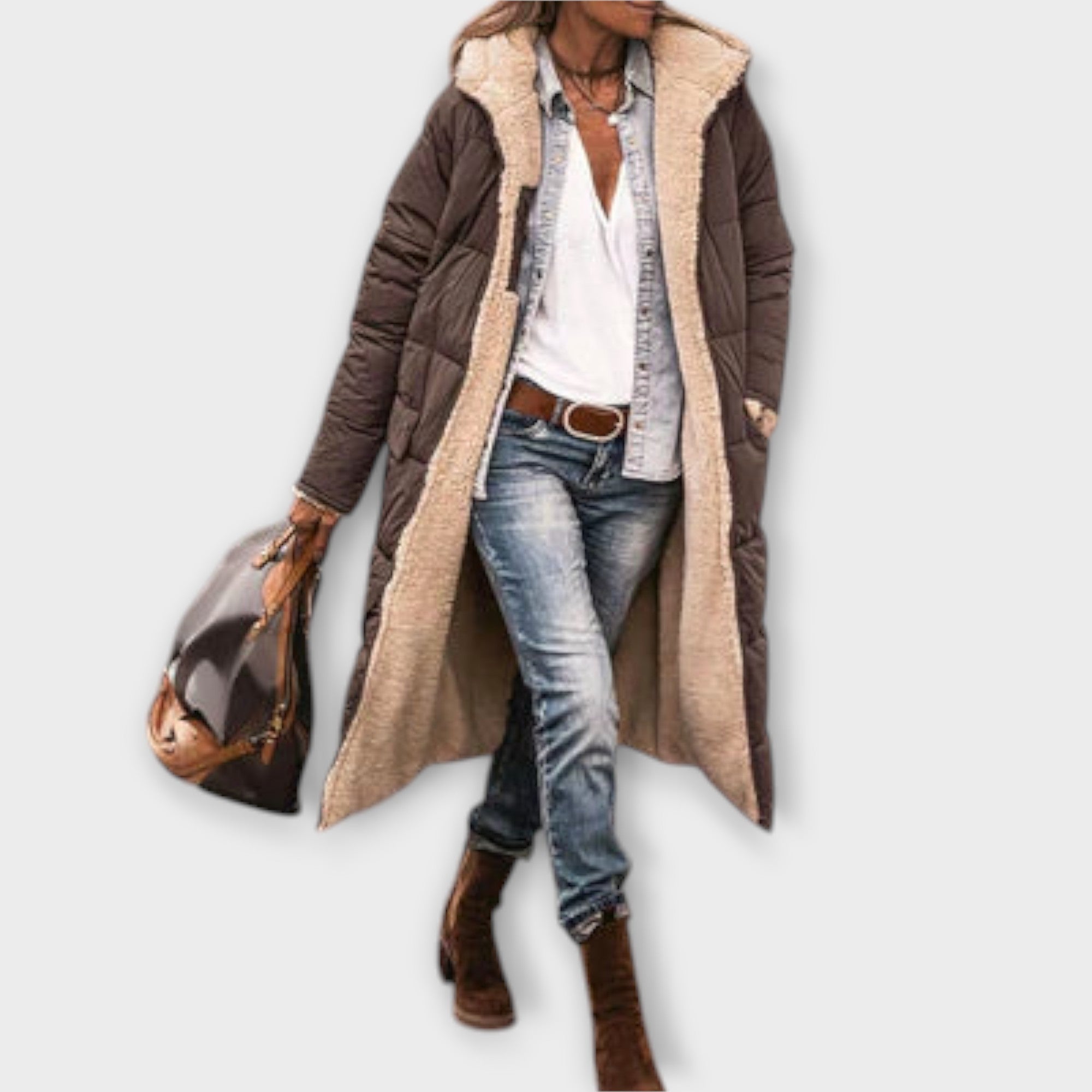 Kora - Manteau Douillet Doublé en Fourrure