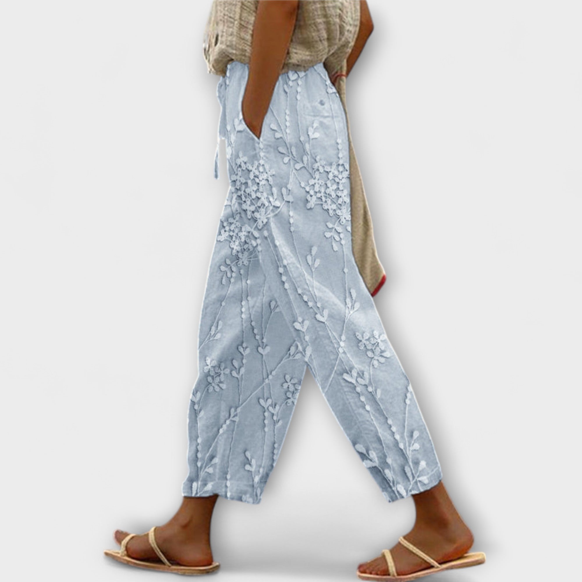 Zoey - Pantalons Imprimés avec Motif de Feuille de Vigne