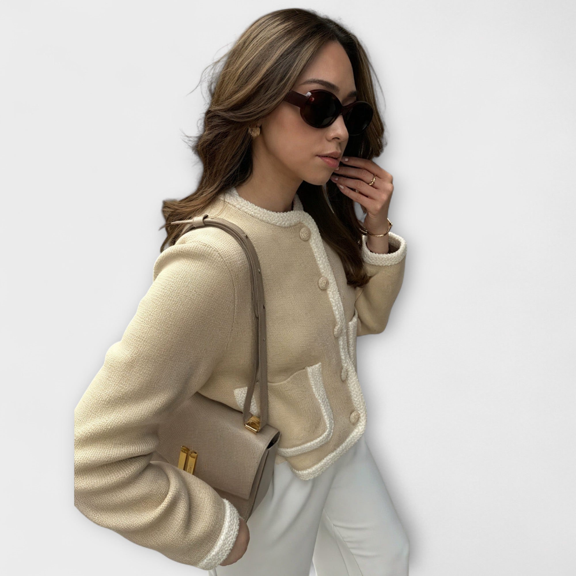 Cardigan Classique avec Poches Décoratives