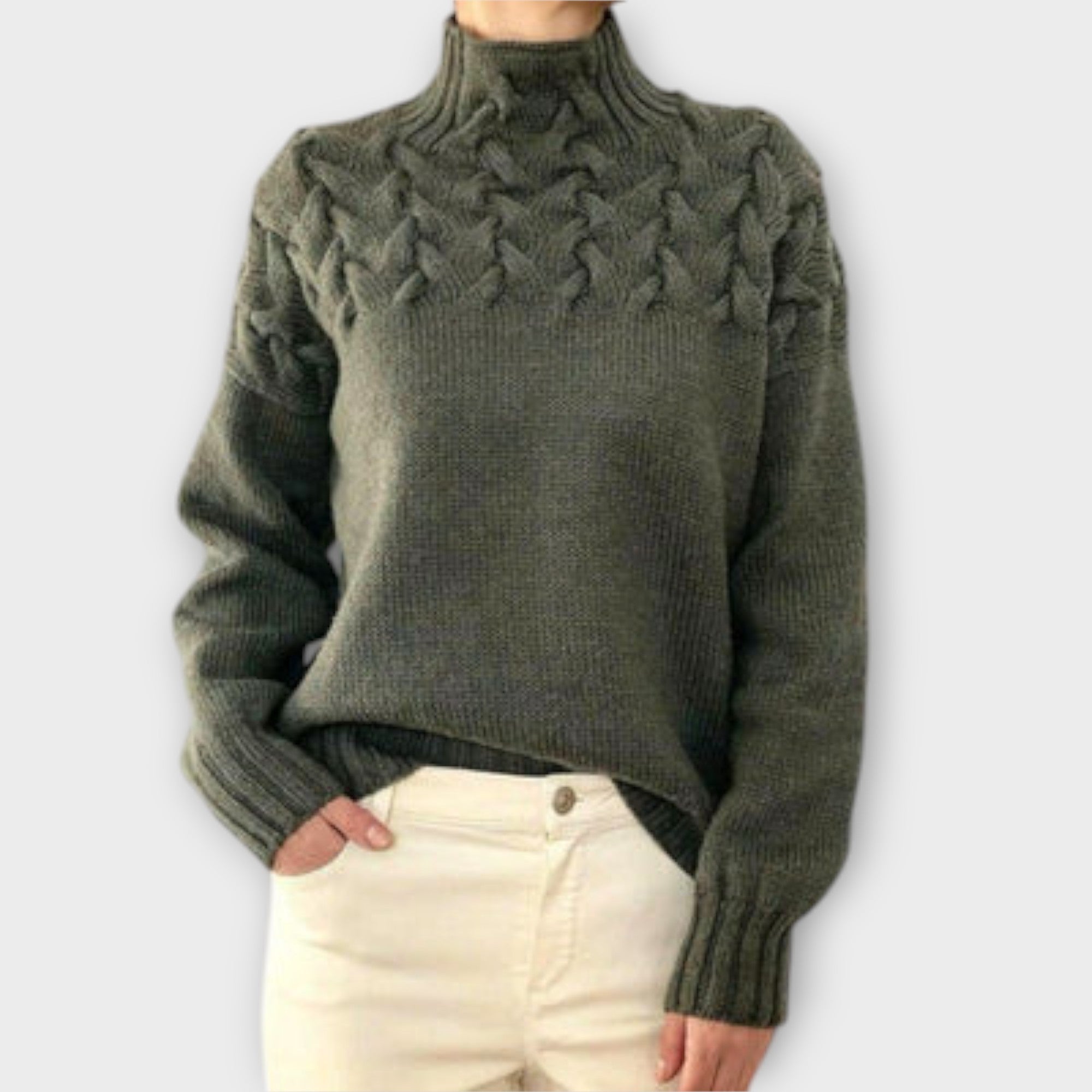 Eva - Pull Femme avec Détail en Tricot à Câble