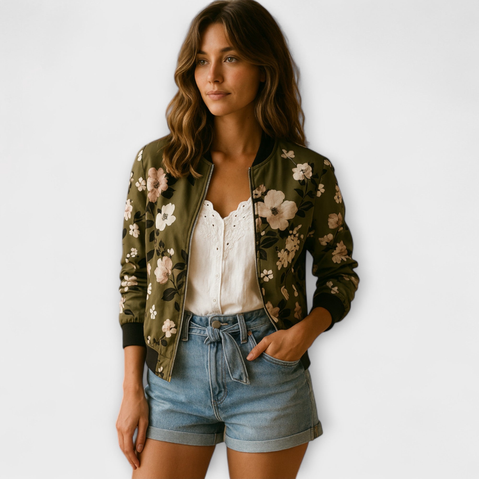 Kaelin - Veste Bomber Élégante avec Motif Floral