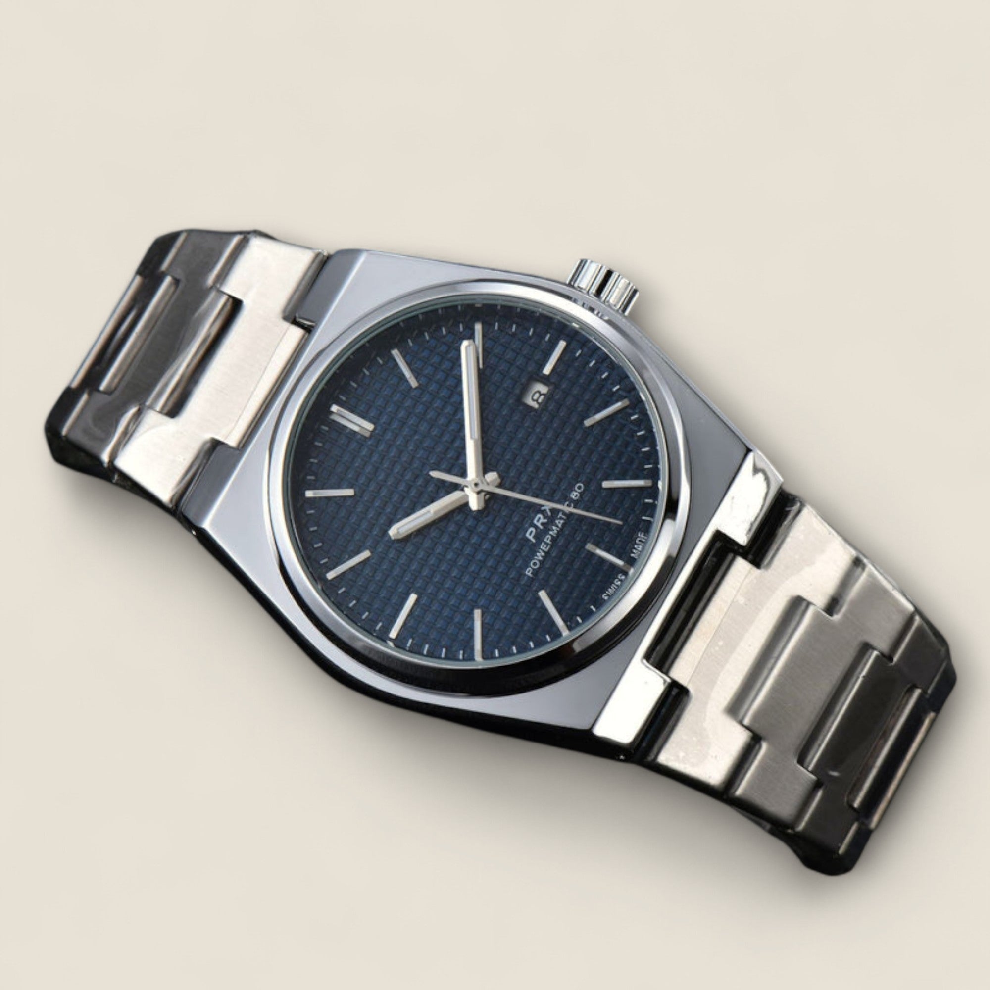 René - Montre en acier inoxydable de 43 mm