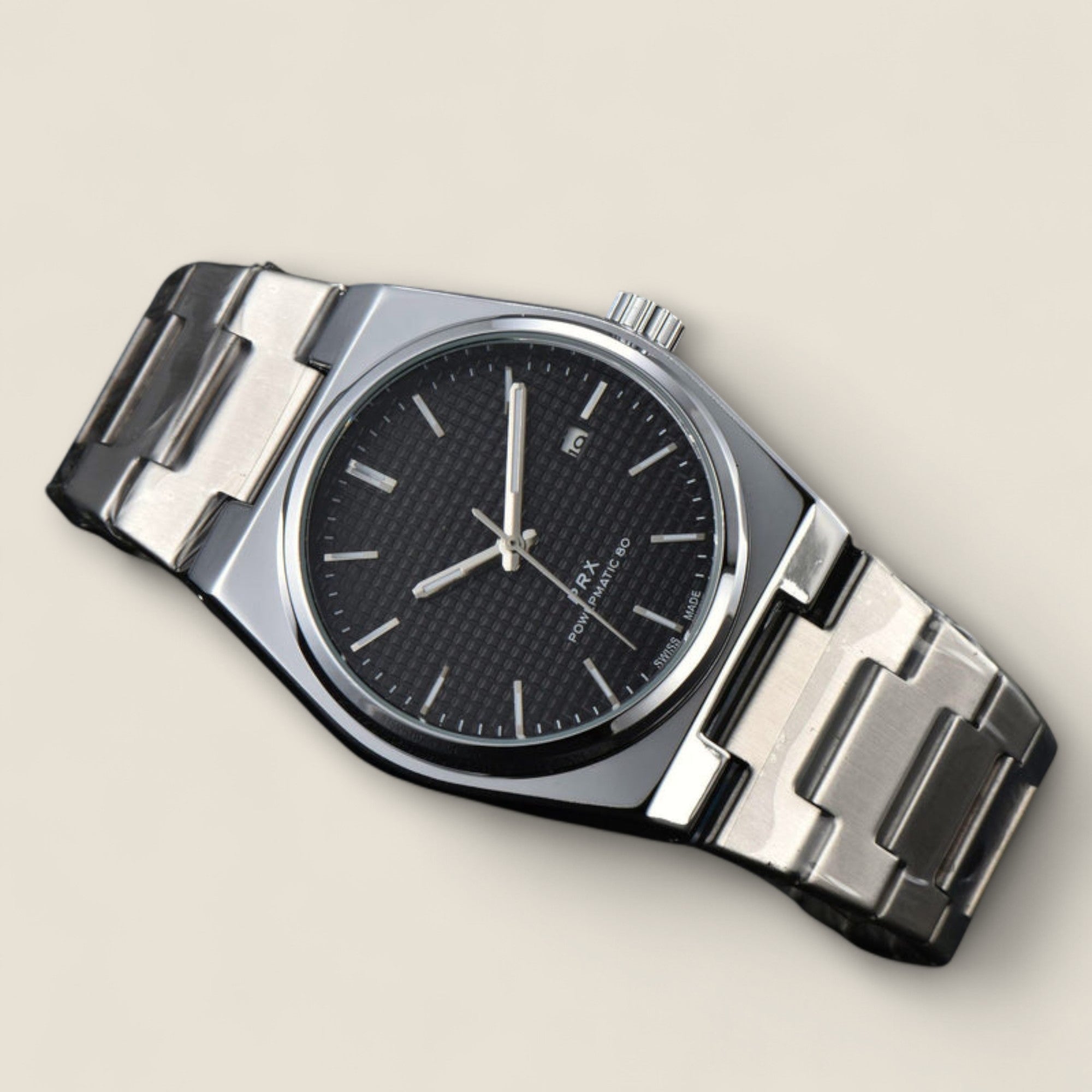 René - Montre en acier inoxydable de 43 mm