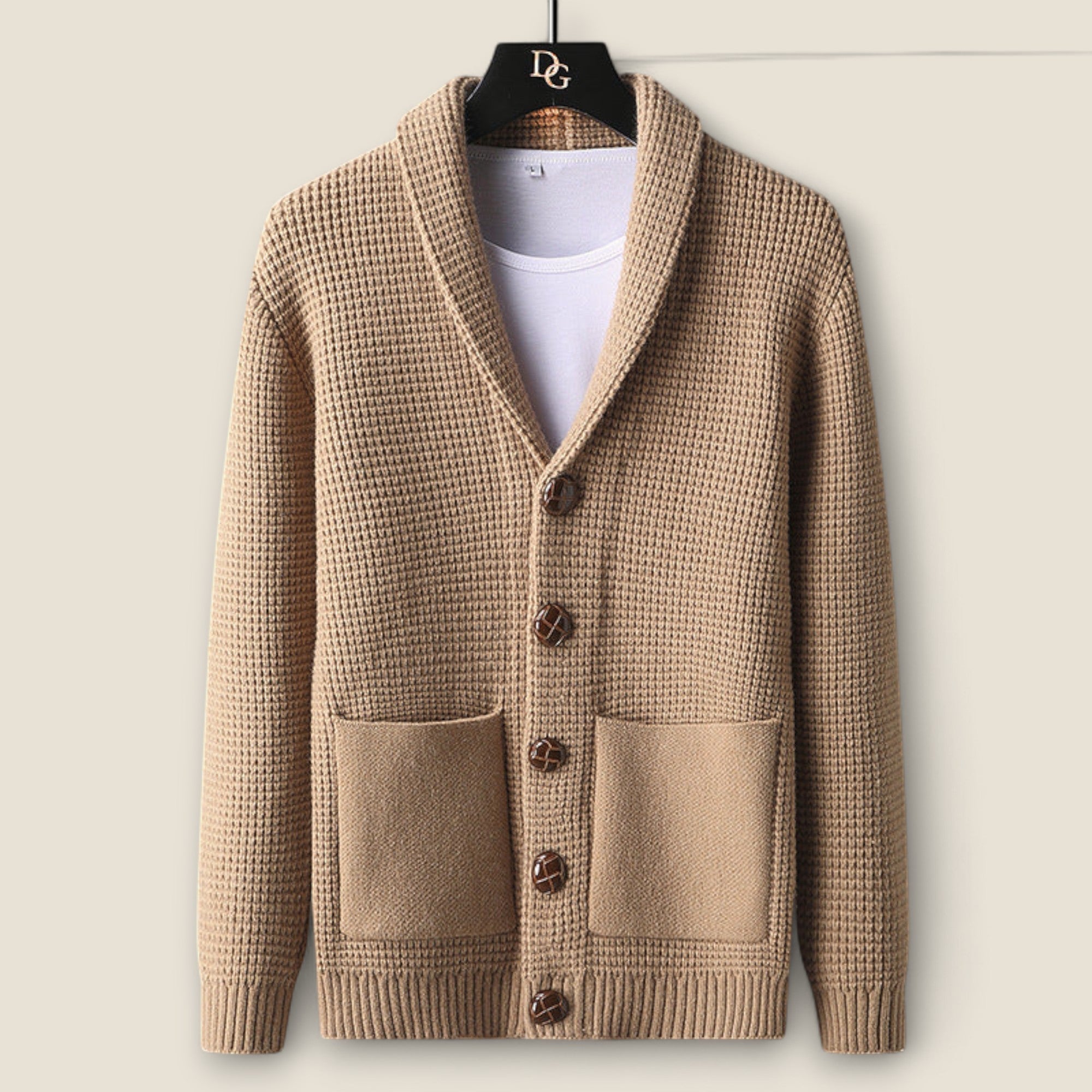Lorenzo - Cardigan en Tricot Waffle Texturé