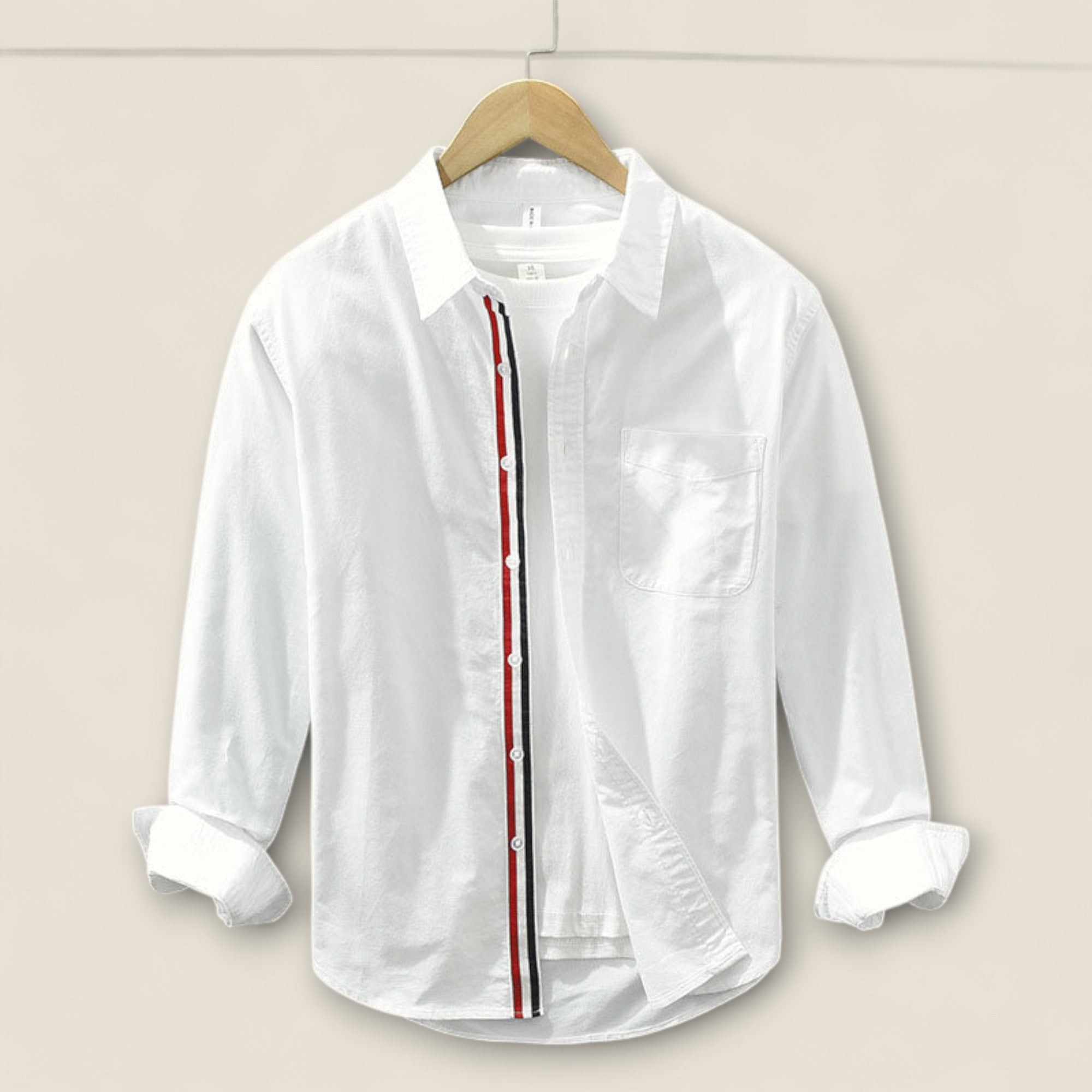 Adrien - Chemise en Coton Rayée avec Détails Contrastés