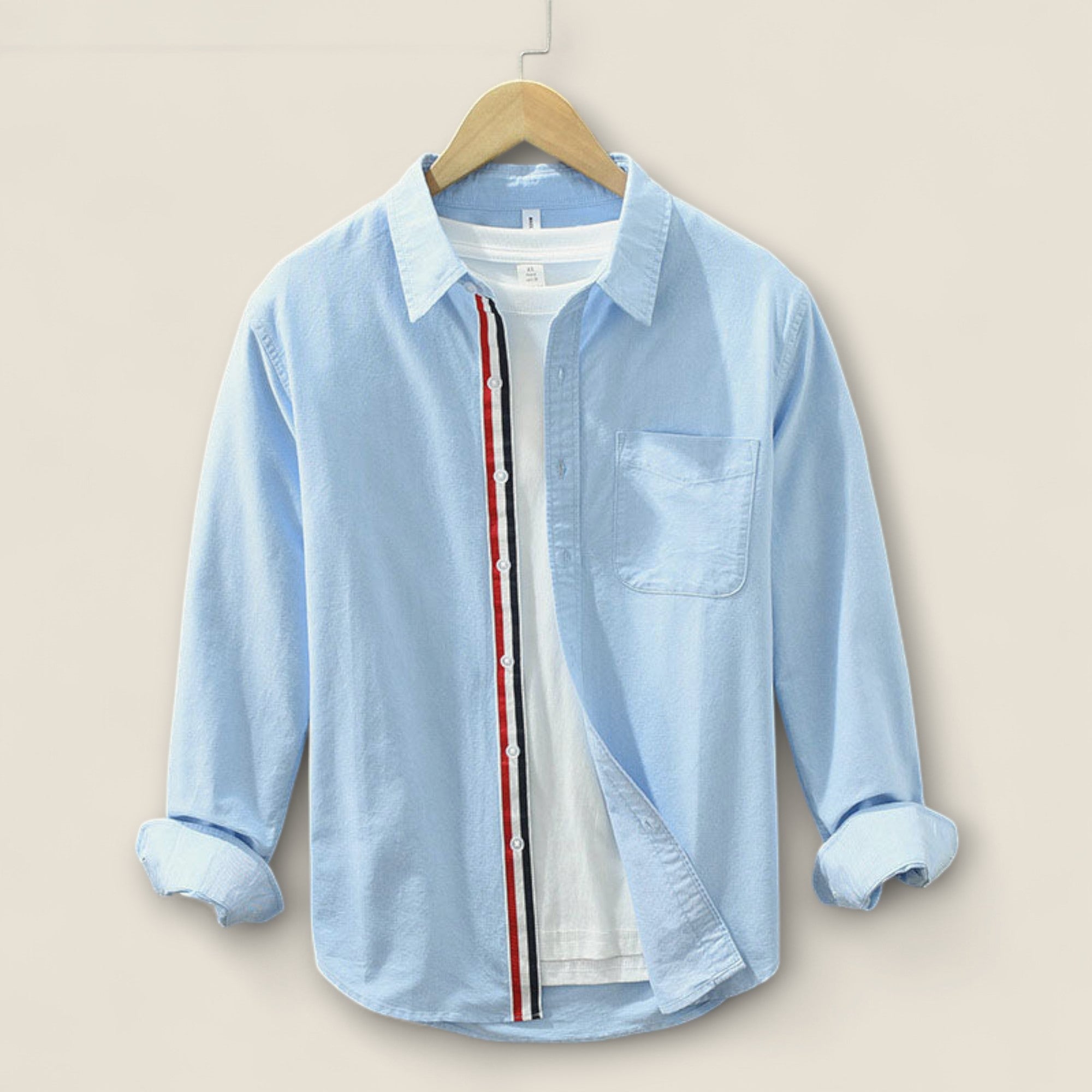 Adrien - Chemise en Coton Rayée avec Détails Contrastés