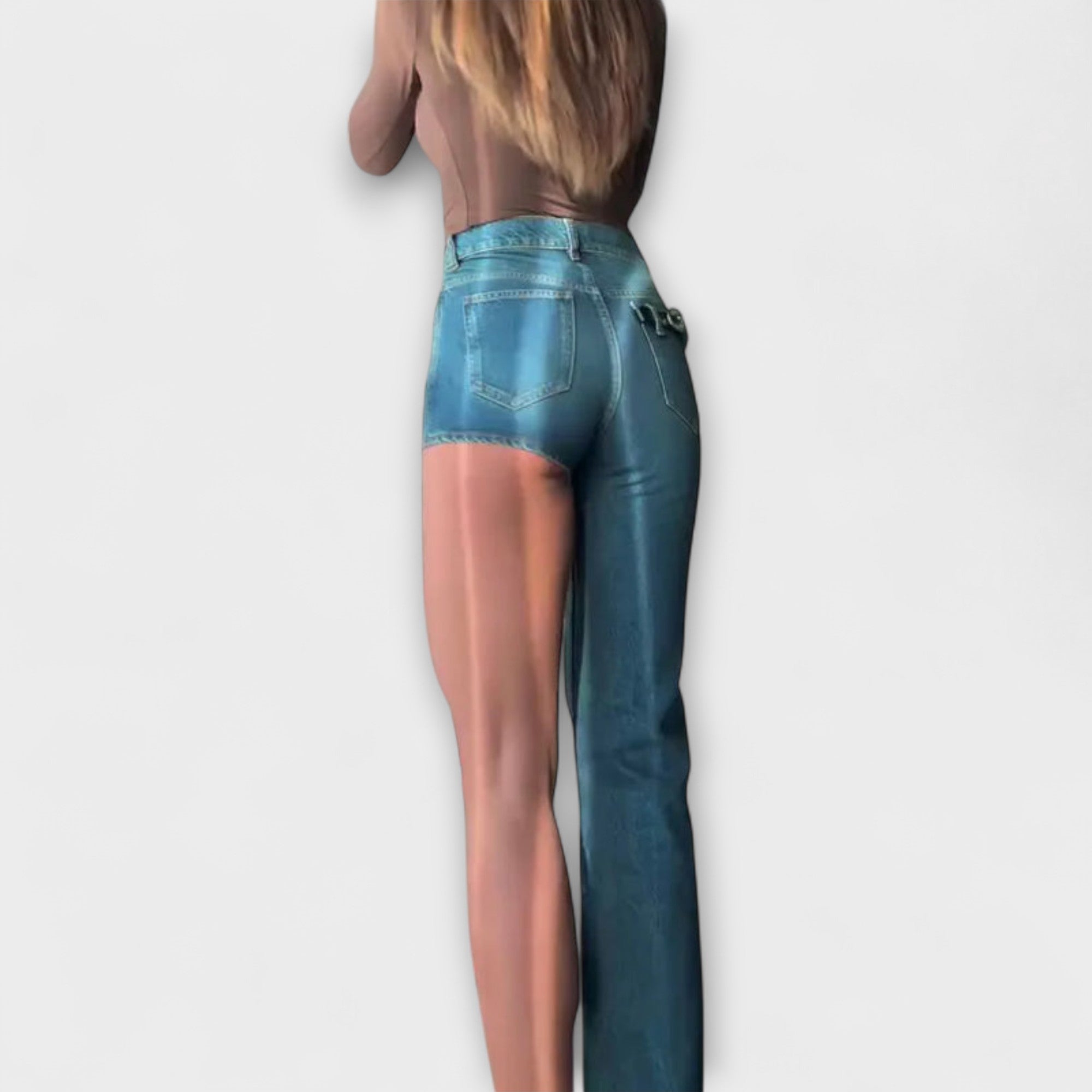 Astra - Short en Jean Asymétrique Tendance avec Une Sangle Épaule