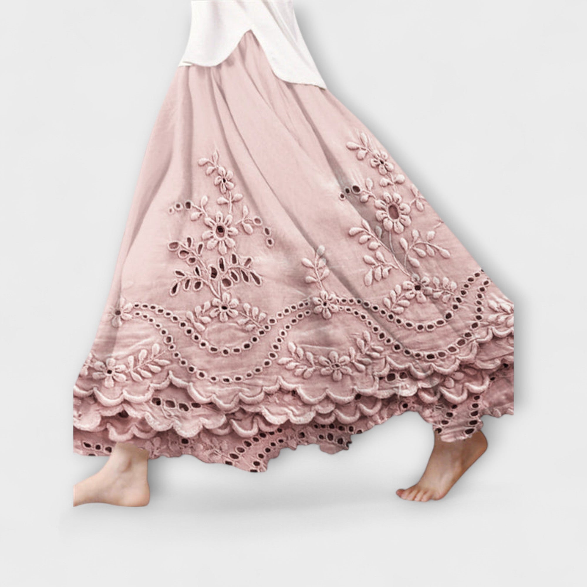 Luna – Jupe Maxi Boho avec Broderie