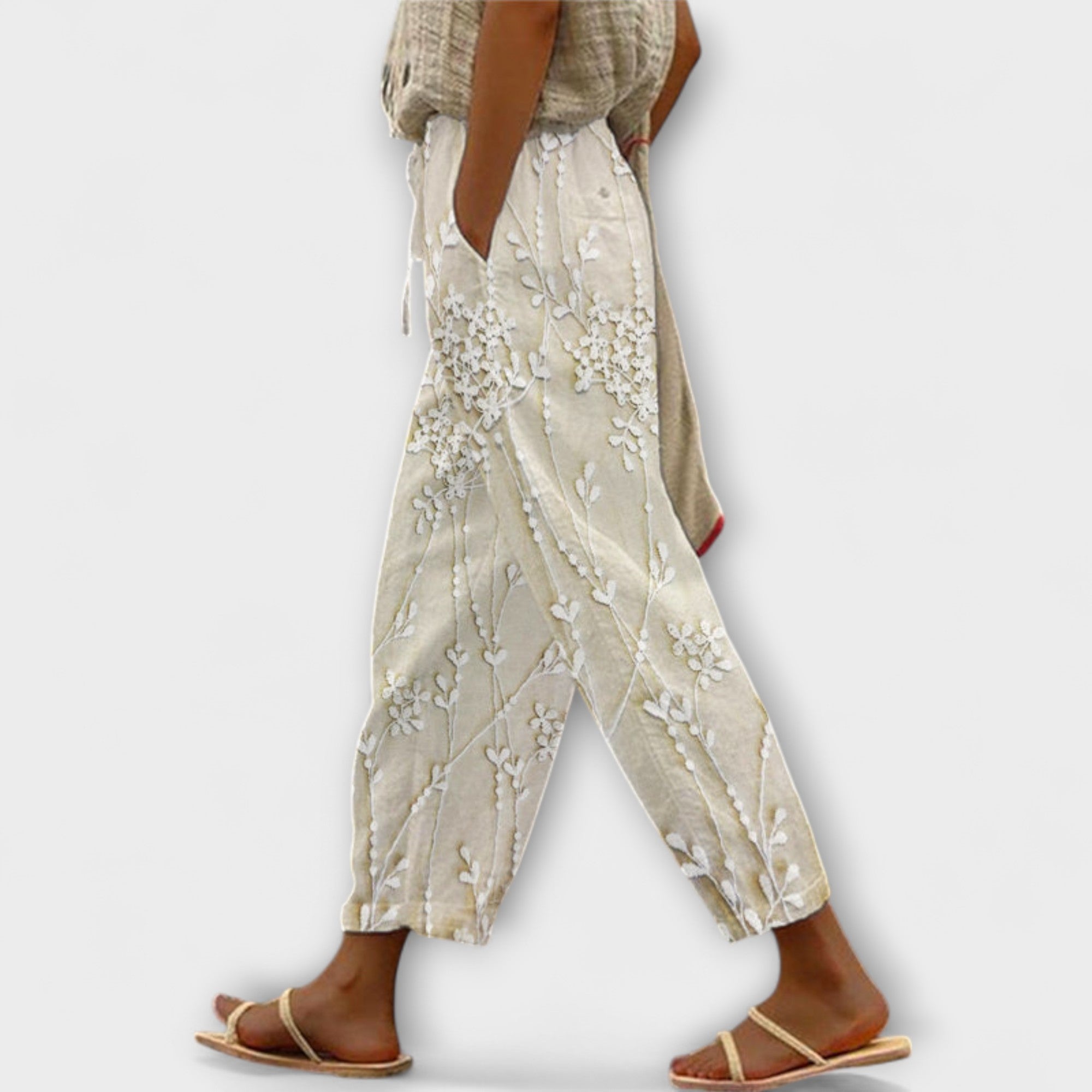 Zoey - Pantalons Imprimés avec Motif de Feuille de Vigne